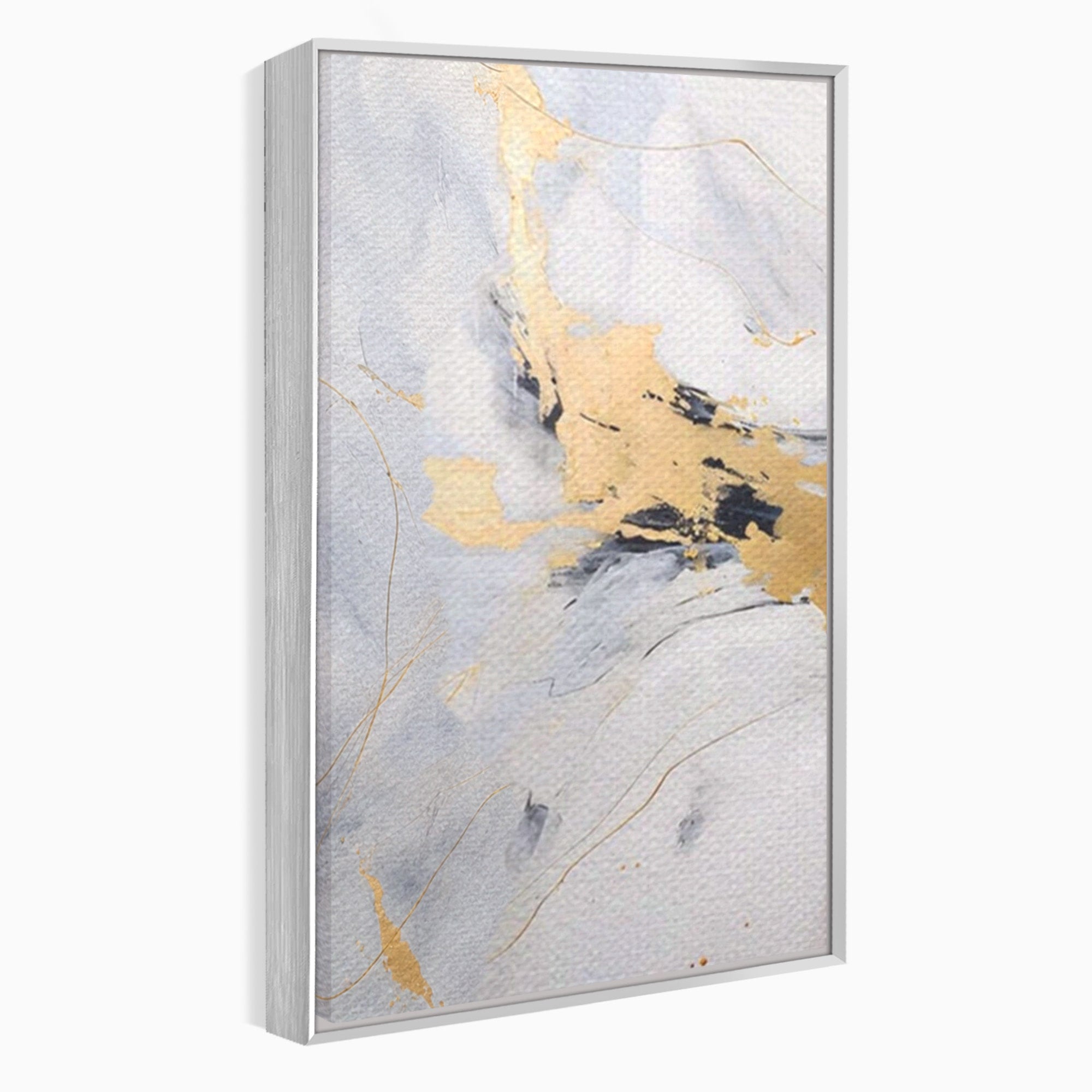 Set 2 Tablouri Canvas Premium LuxCanva® A2-1569, Armonia Abstractului, Room, Auriu, Marmura, Alb, Abstract, Living, Culori Vibrante