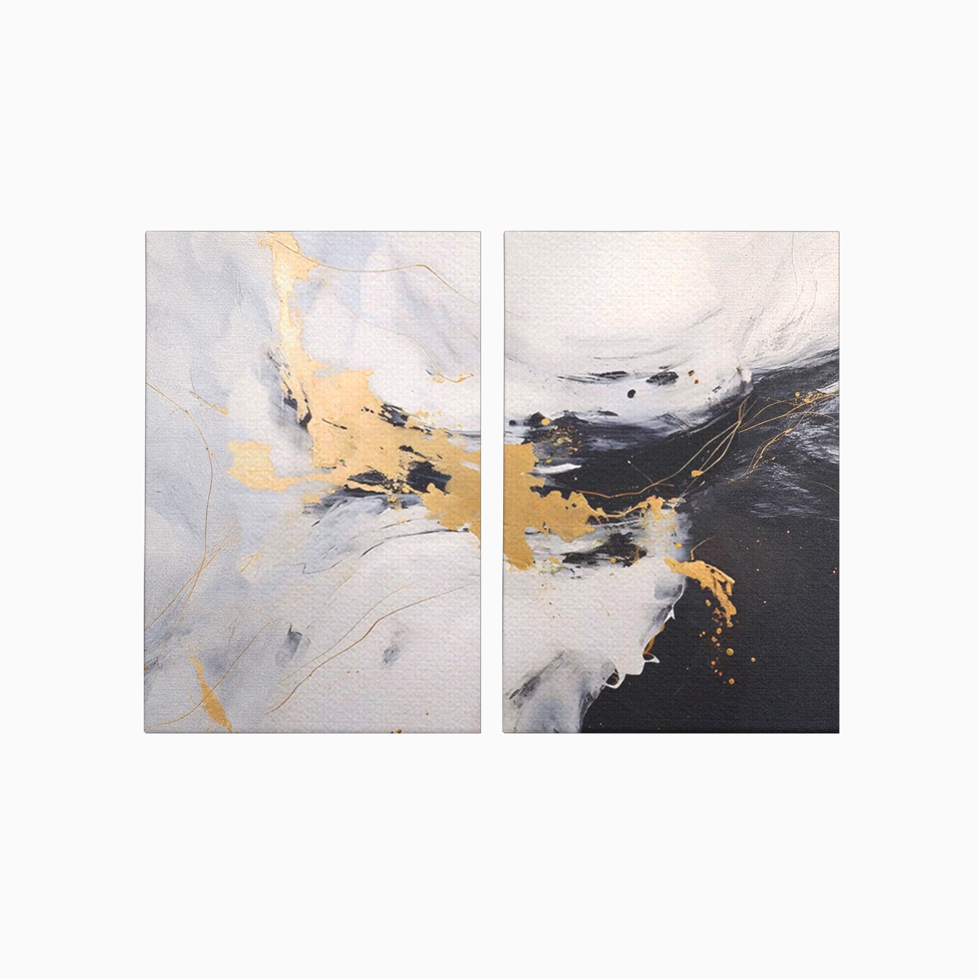 Set 2 Tablouri Canvas Premium LuxCanva® A2-1569, Armonia Abstractului, Room, Auriu, Marmura, Alb, Abstract, Living, Culori Vibrante