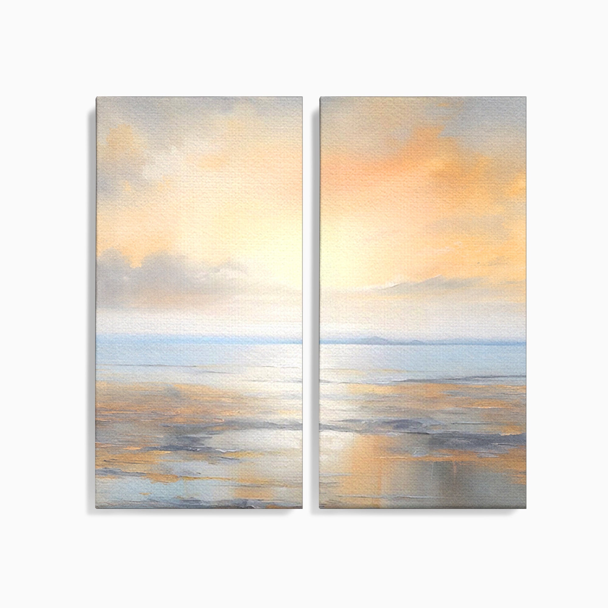 Set 2 Tablouri Canvas Premium LuxCanva® A2-1580, Vibratia Valurilor, Dormitor, Mare, Plaja, Nisip, Decorativ, Living, Culori Vibrante
