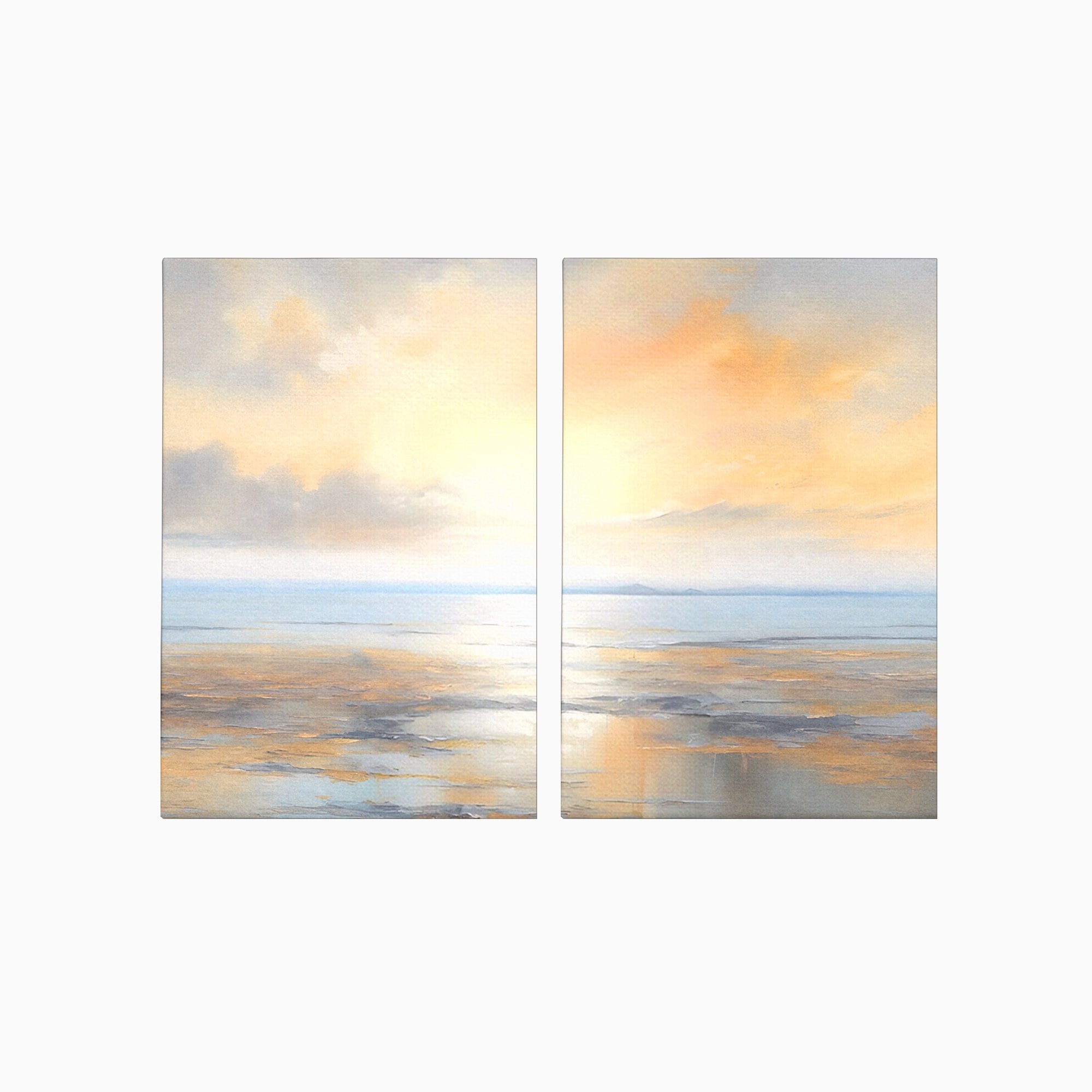 Set 2 Tablouri Canvas Premium LuxCanva® A2-1580, Vibratia Valurilor, Dormitor, Mare, Plaja, Nisip, Decorativ, Living, Culori Vibrante