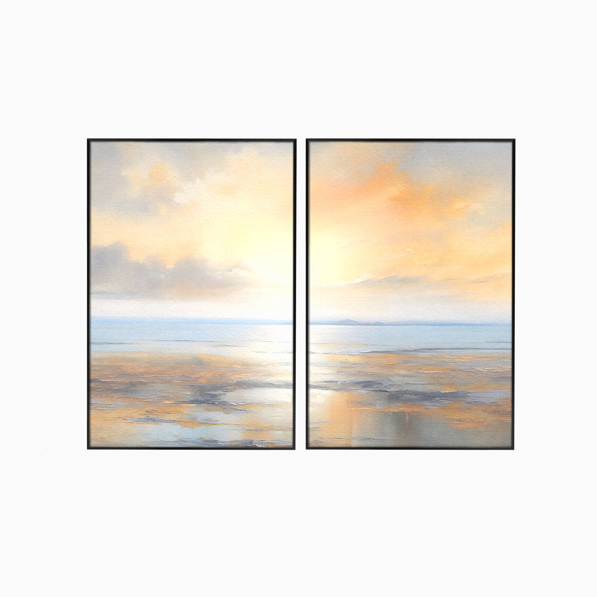 Set 2 Tablouri Canvas Premium LuxCanva® A2-1580, Vibratia Valurilor, Dormitor, Mare, Plaja, Nisip, Decorativ, Living, Culori Vibrante
