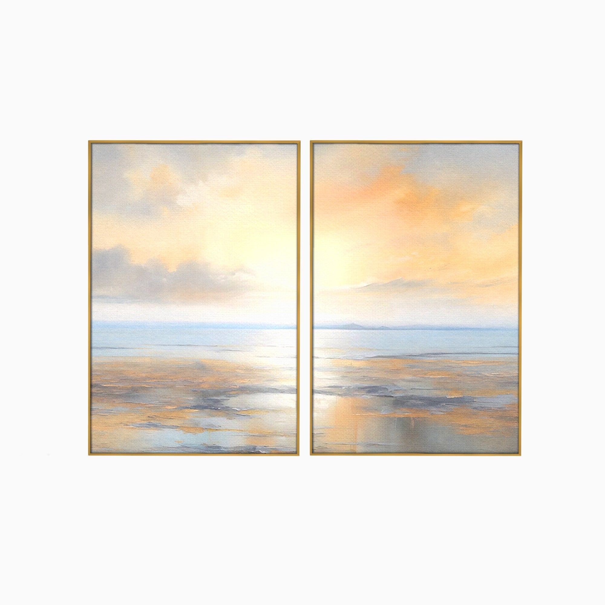 Set 2 Tablouri Canvas Premium LuxCanva® A2-1580, Vibratia Valurilor, Dormitor, Mare, Plaja, Nisip, Decorativ, Living, Culori Vibrante