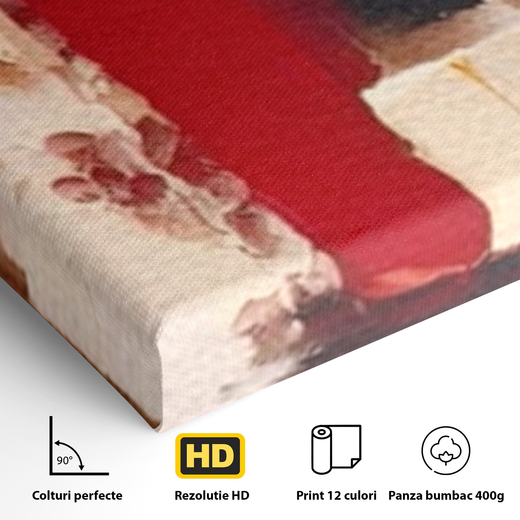 Set 2 Tablouri Canvas Premium LuxCanva® A2-1587, Red Squares, Room, Orizontal, Patrate, Decorativ, Abstract, Living, Culori Vibrante