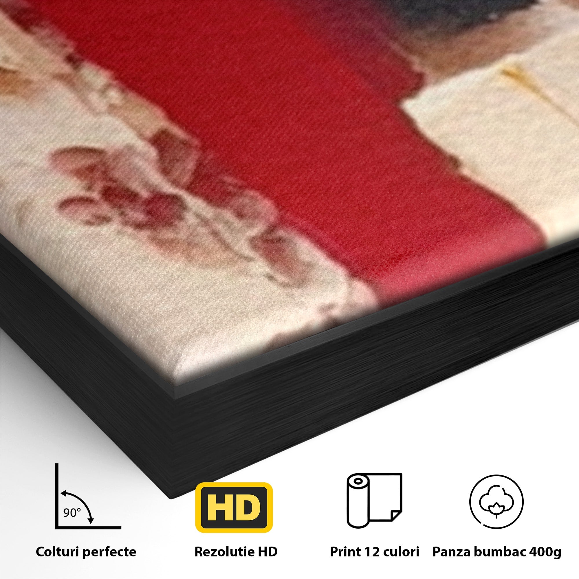 Set 2 Tablouri Canvas Premium LuxCanva® A2-1587, Red Squares, Room, Orizontal, Patrate, Decorativ, Abstract, Living, Culori Vibrante