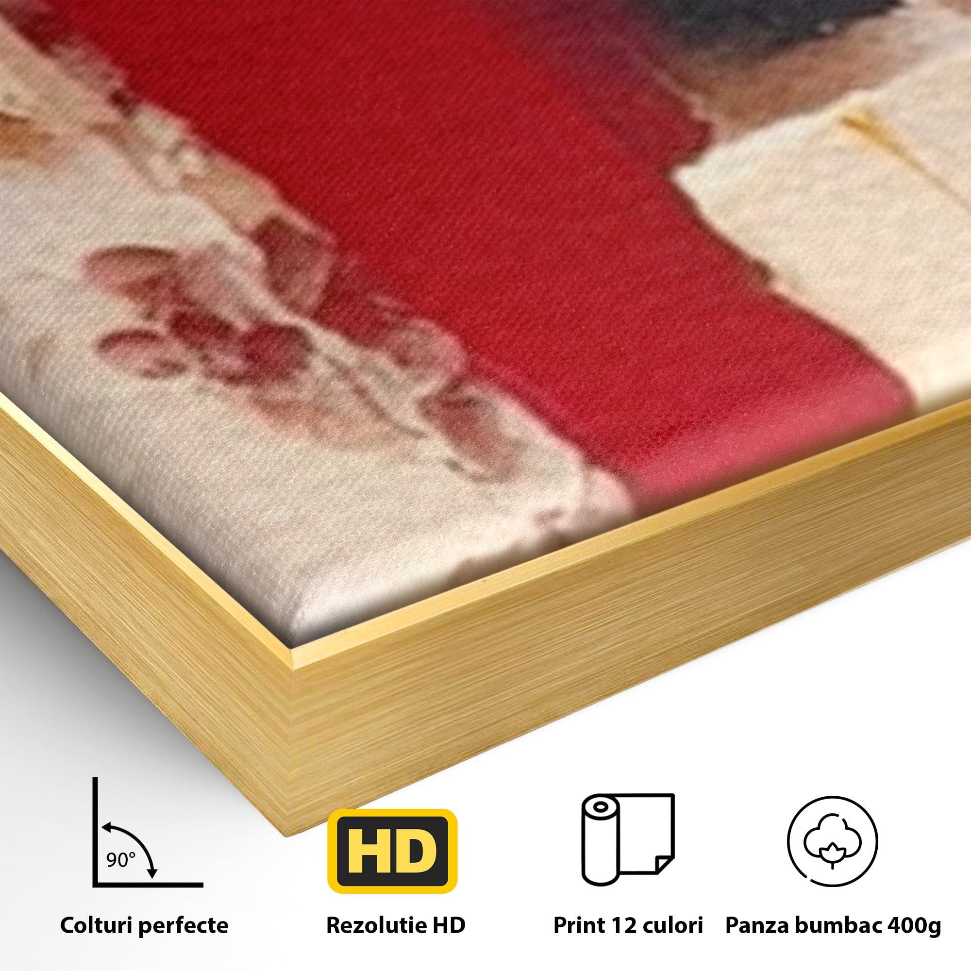 Set 2 Tablouri Canvas Premium LuxCanva® A2-1587, Red Squares, Room, Orizontal, Patrate, Decorativ, Abstract, Living, Culori Vibrante