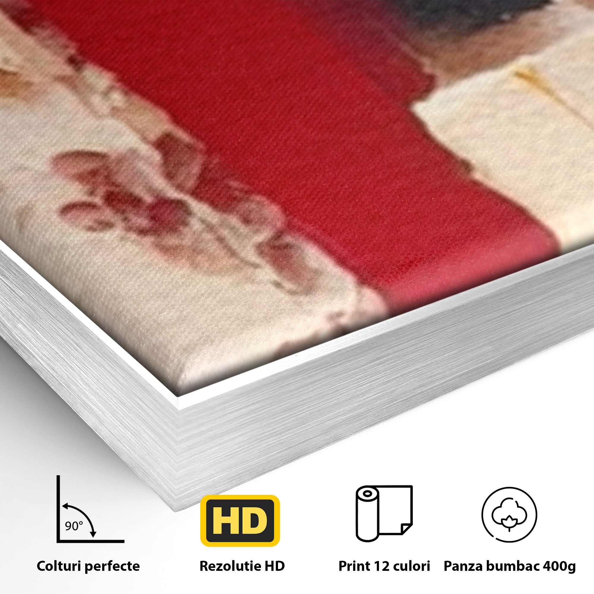 Set 2 Tablouri Canvas Premium LuxCanva® A2-1587, Red Squares, Room, Orizontal, Patrate, Decorativ, Abstract, Living, Culori Vibrante