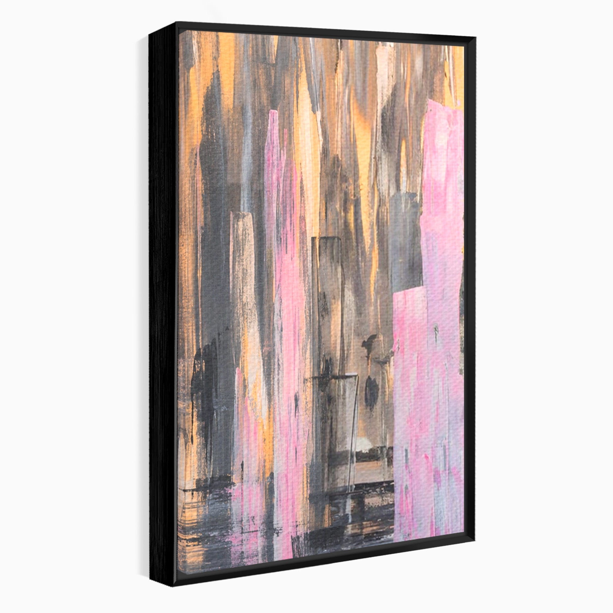 Set 2 Tablouri Canvas Premium LuxCanva® A2-1596, Roz Liniar, Dormitor, Simfonie, Contrast, Living, Decorativ, Culori Vibrante