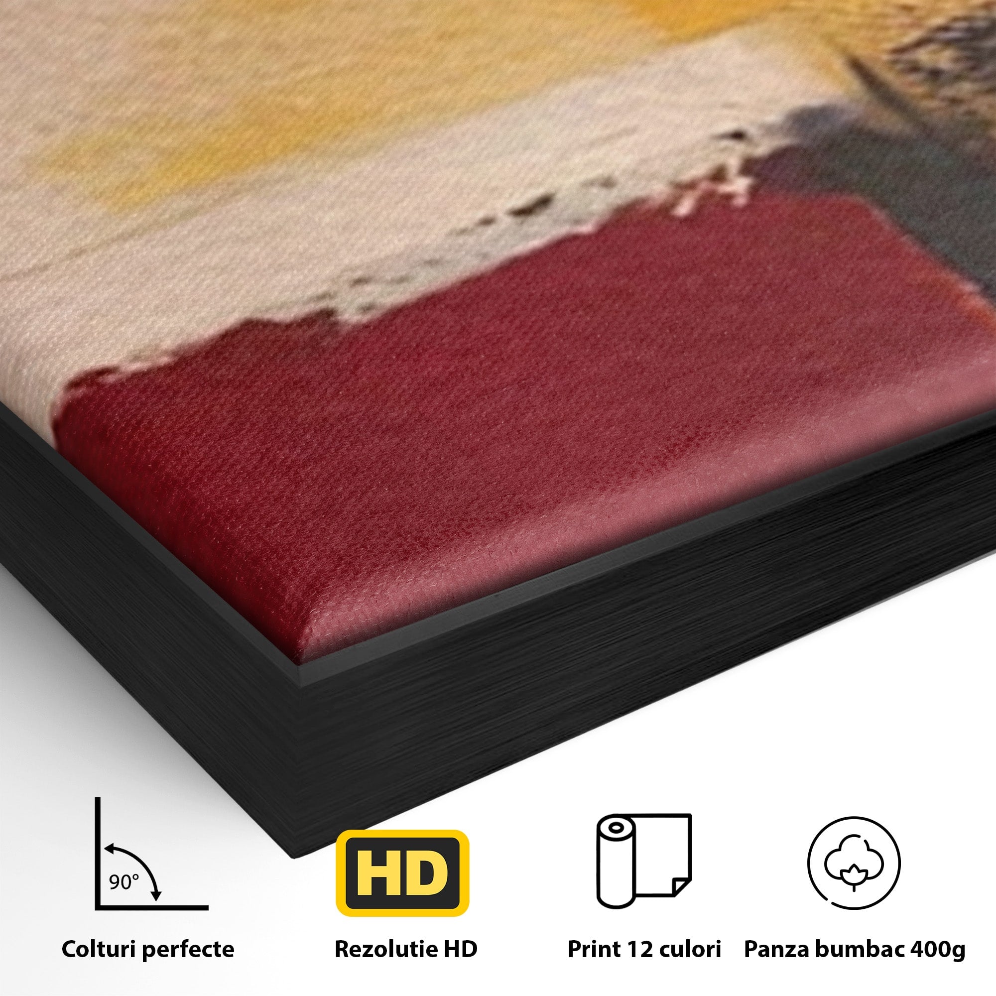 Set 2 Tablouri Canvas Premium LuxCanva® A2-1597, Abstract Gold, Dormitor, Vibratie Colorata, Patrate, Living, Culori Vibrante