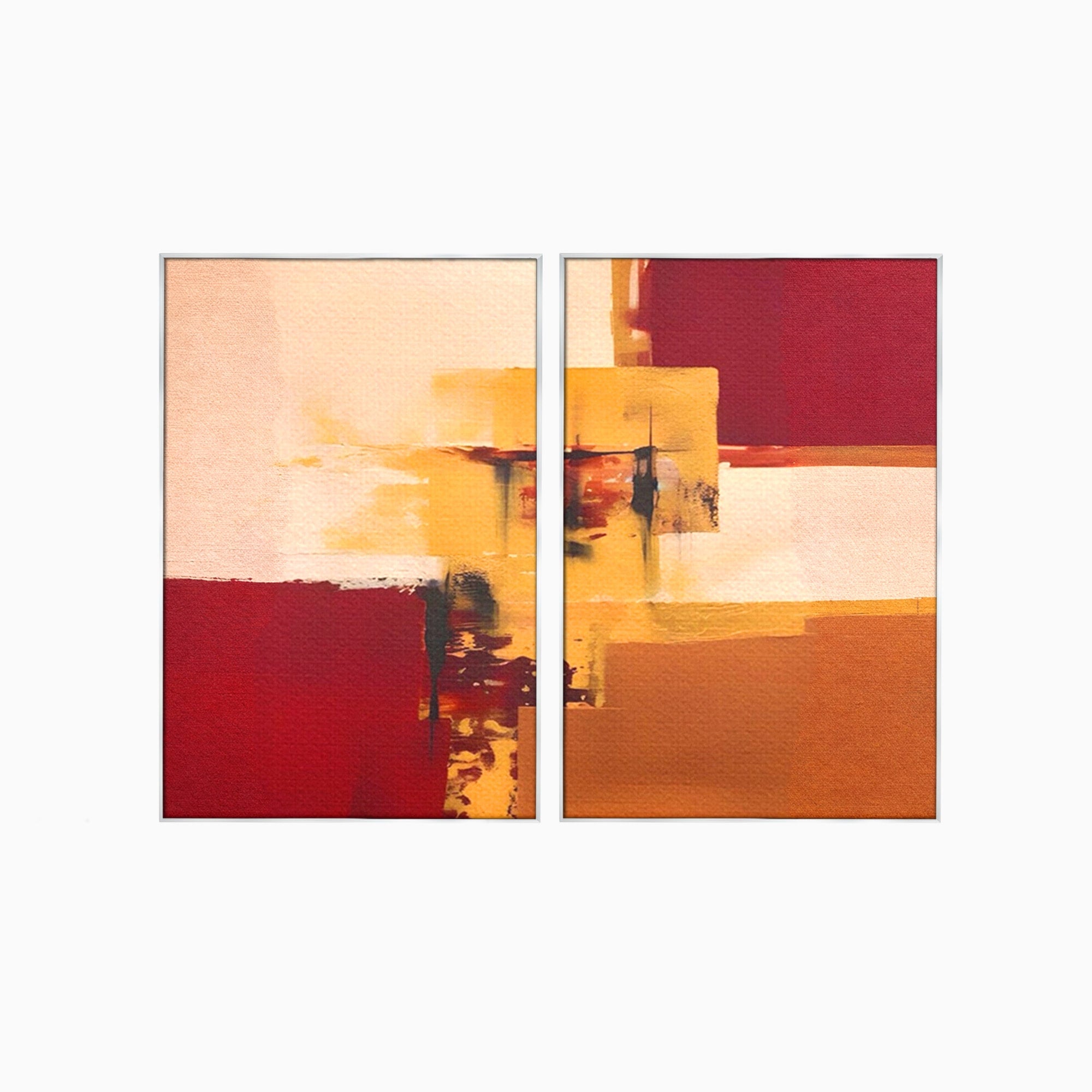 Set 2 Tablouri Canvas Premium LuxCanva® A2-1597, Abstract Gold, Dormitor, Vibratie Colorata, Patrate, Living, Culori Vibrante
