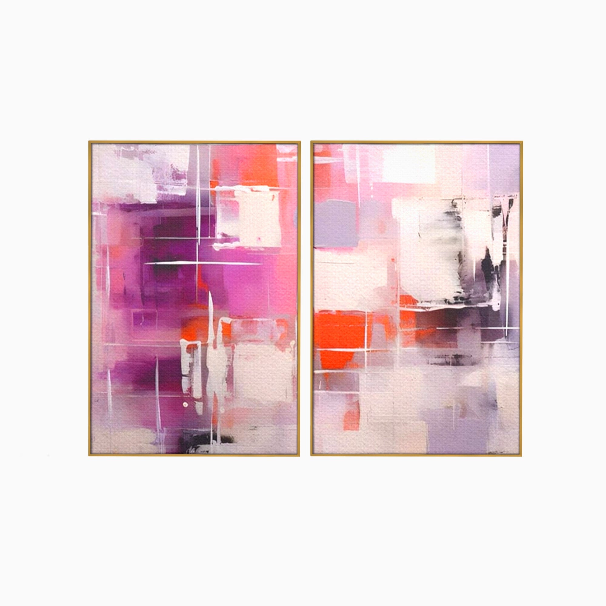 Set 2 Tablouri Canvas Premium LuxCanva® A2-1599, Contraste Purpurii, Dormitor, Lila, Lavanda, Mov, Vibratie Vizuala, Living, Culori Vibrante