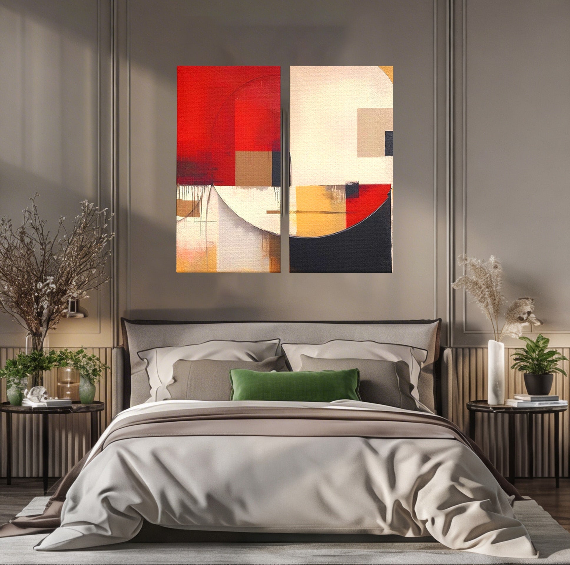 Set 2 Tablouri Canvas Premium LuxCanva® A2-1601, Stare Abstracta, Room, Decorativ, Sentimente, Interpretare, Contraste, Living, Culori Vibrante