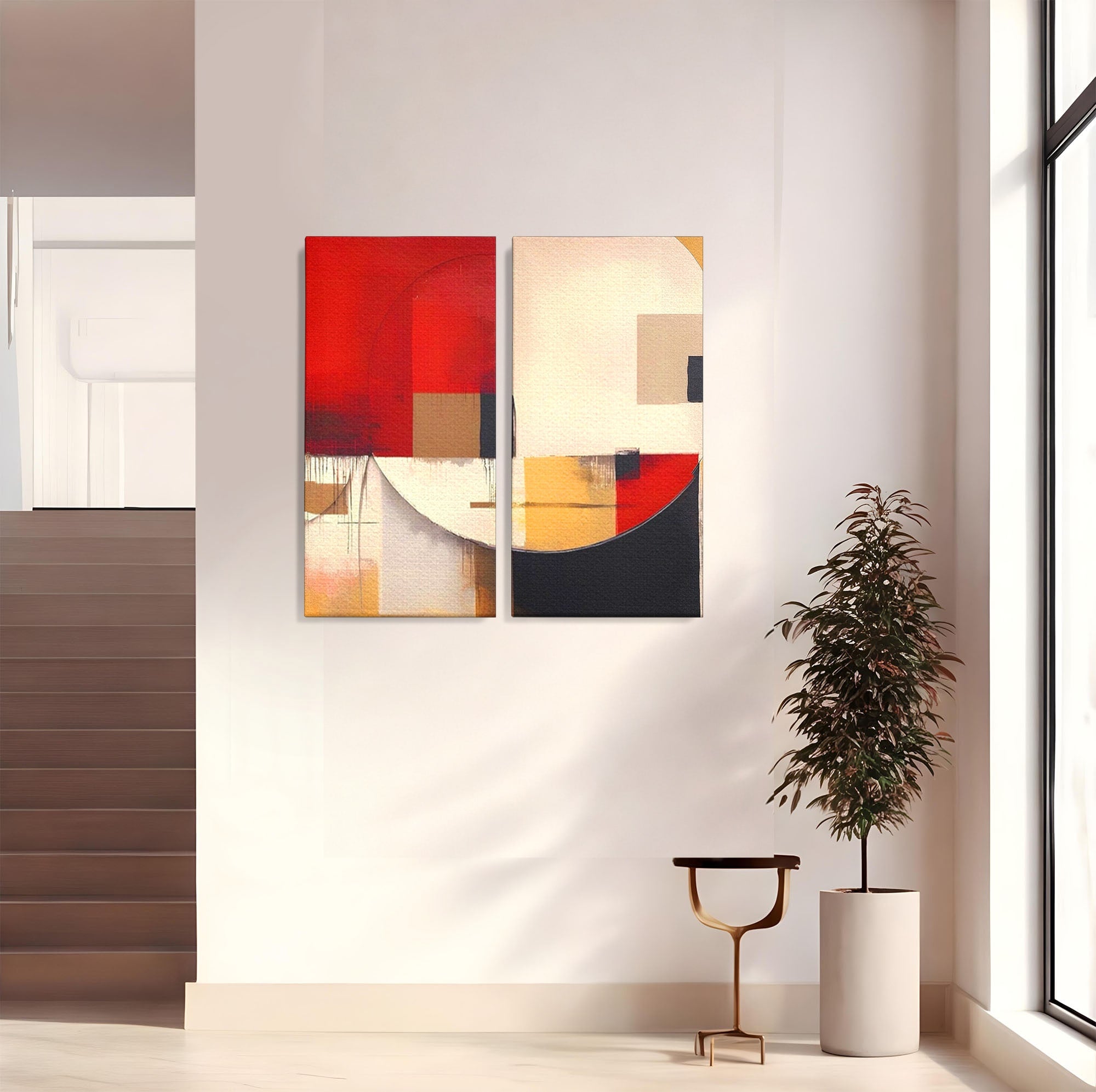 Set 2 Tablouri Canvas Premium LuxCanva® A2-1601, Stare Abstracta, Room, Decorativ, Sentimente, Interpretare, Contraste, Living, Culori Vibrante