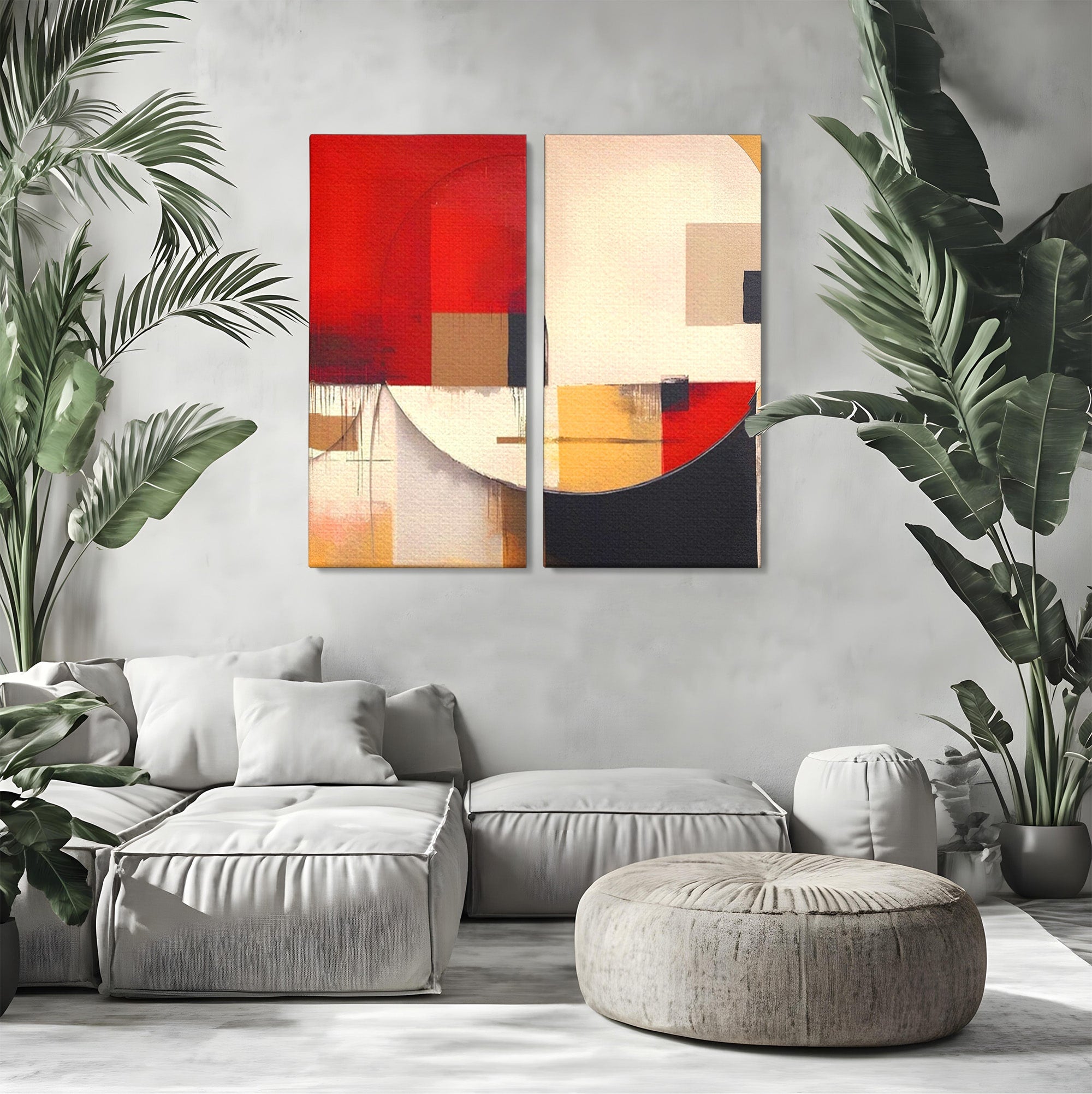 Set 2 Tablouri Canvas Premium LuxCanva® A2-1601, Stare Abstracta, Room, Decorativ, Sentimente, Interpretare, Contraste, Living, Culori Vibrante