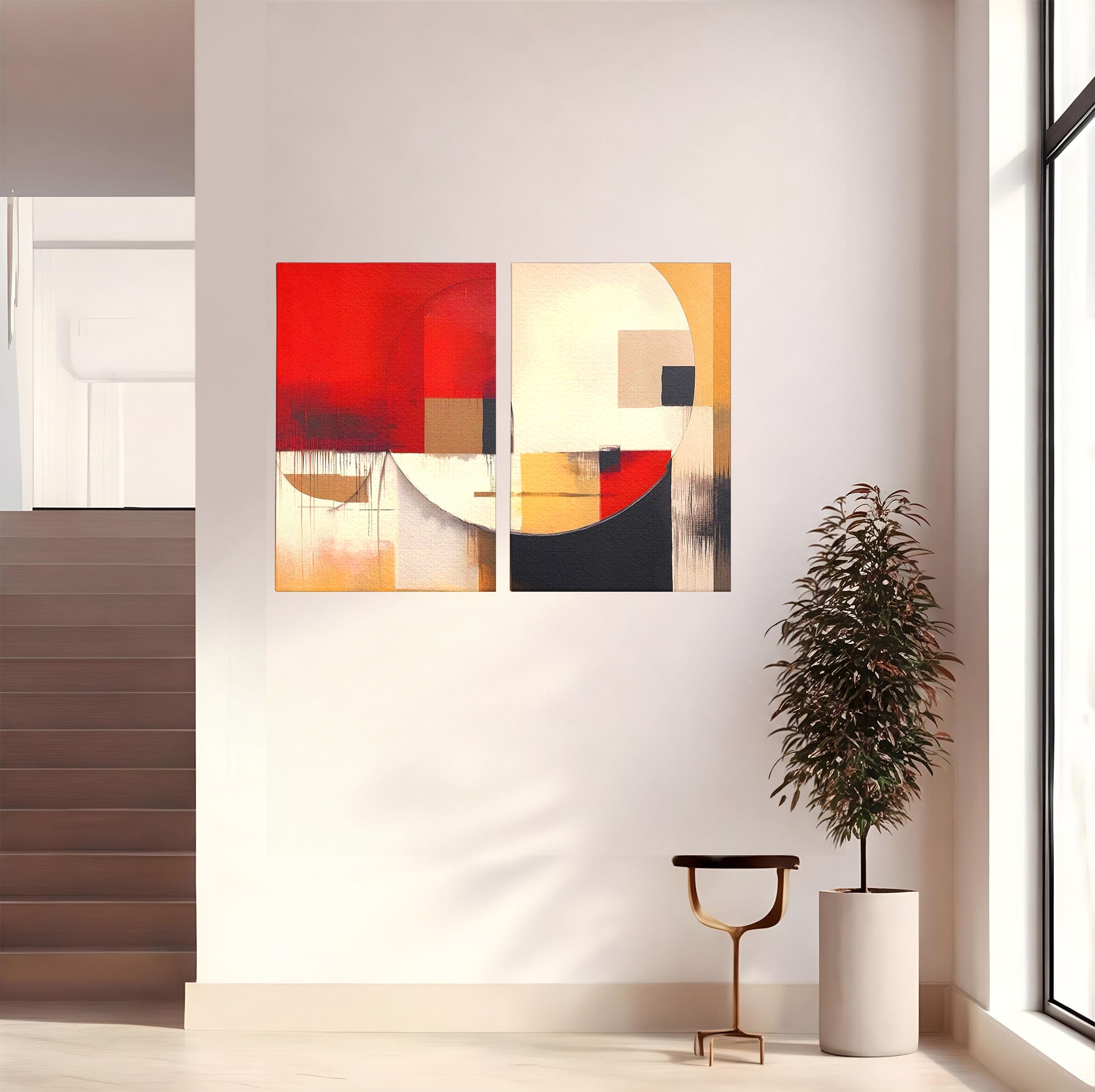 Set 2 Tablouri Canvas Premium LuxCanva® A2-1601, Stare Abstracta, Room, Decorativ, Sentimente, Interpretare, Contraste, Living, Culori Vibrante