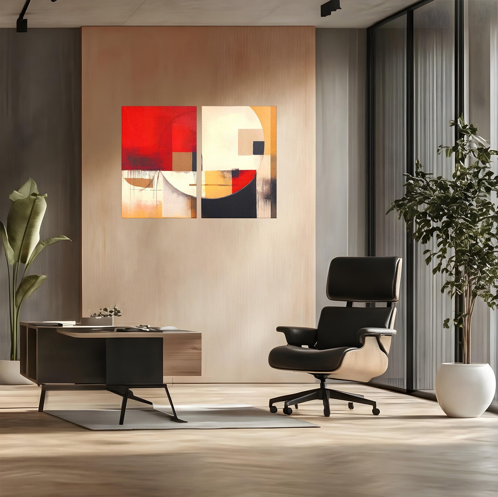 Set 2 Tablouri Canvas Premium LuxCanva® A2-1601, Stare Abstracta, Room, Decorativ, Sentimente, Interpretare, Contraste, Living, Culori Vibrante