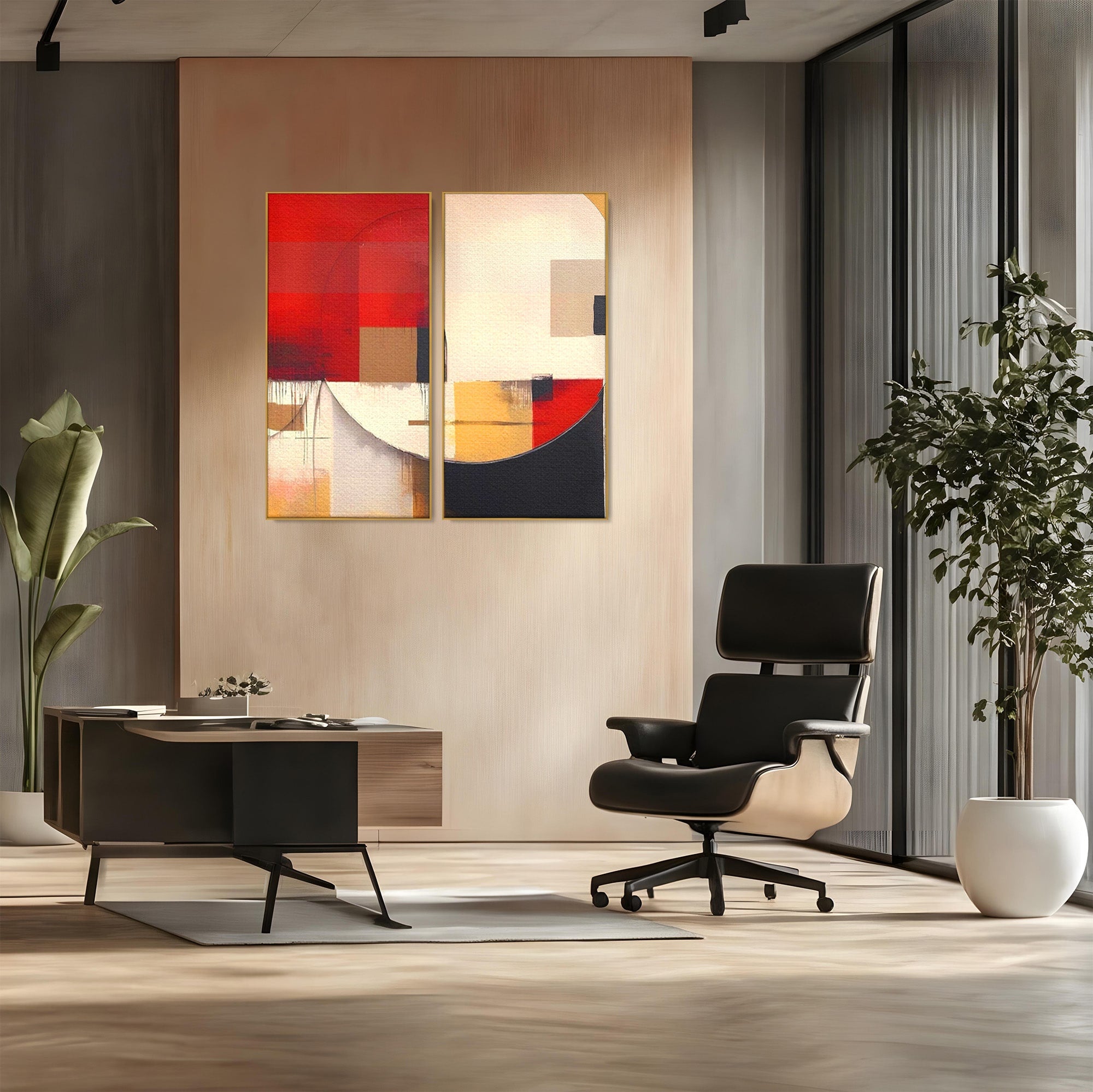 Set 2 Tablouri Canvas Premium LuxCanva® A2-1601, Stare Abstracta, Room, Decorativ, Sentimente, Interpretare, Contraste, Living, Culori Vibrante