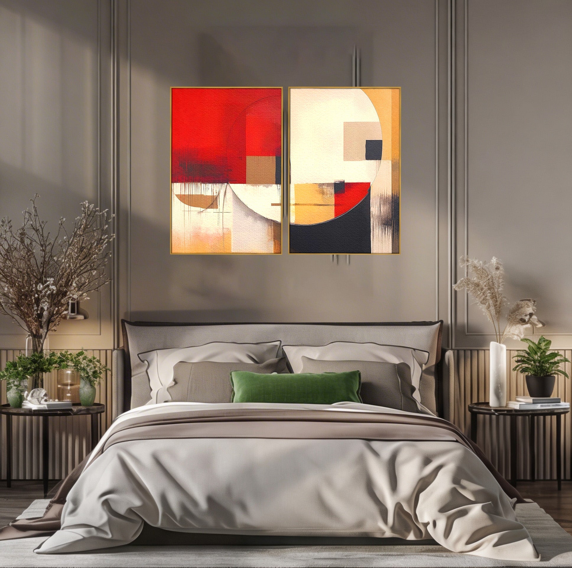 Set 2 Tablouri Canvas Premium LuxCanva® A2-1601, Stare Abstracta, Room, Decorativ, Sentimente, Interpretare, Contraste, Living, Culori Vibrante