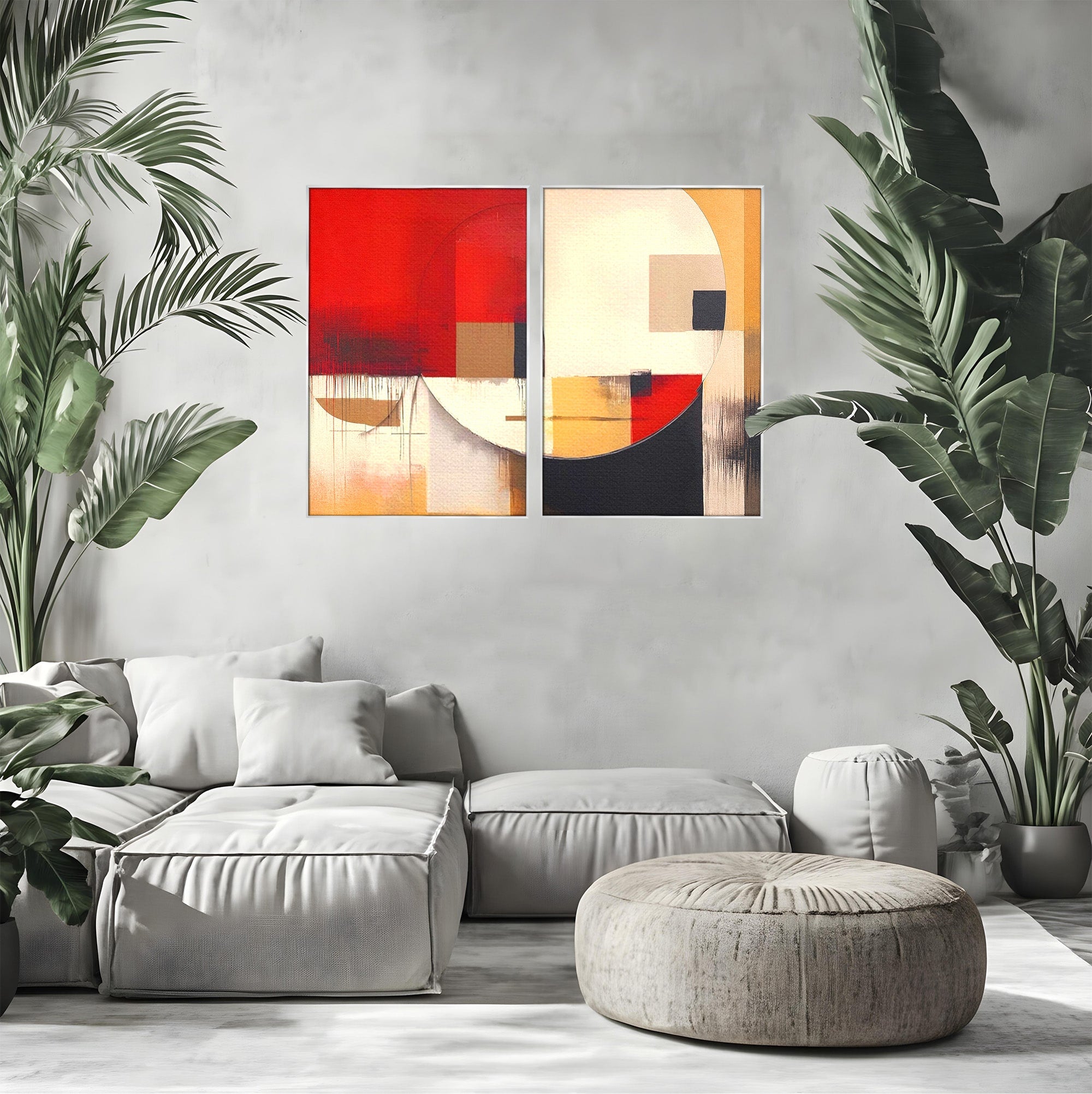 Set 2 Tablouri Canvas Premium LuxCanva® A2-1601, Stare Abstracta, Room, Decorativ, Sentimente, Interpretare, Contraste, Living, Culori Vibrante