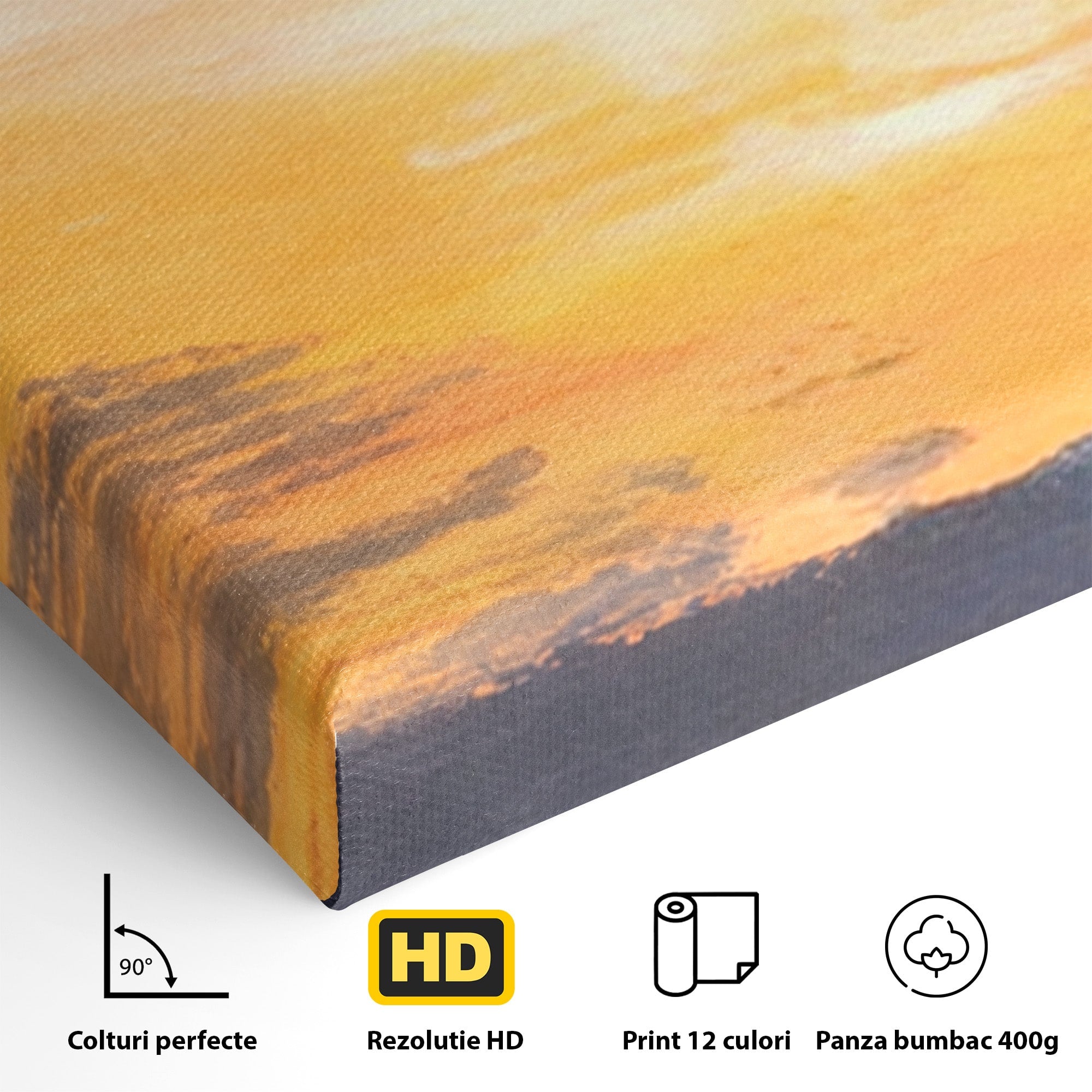 Set 2 Tablouri Canvas Premium LuxCanva® A2-1603, Un Apus Abstract, Living, Pastel, Mare, Soare, Nisip, Dormitor, Culori Vibrante