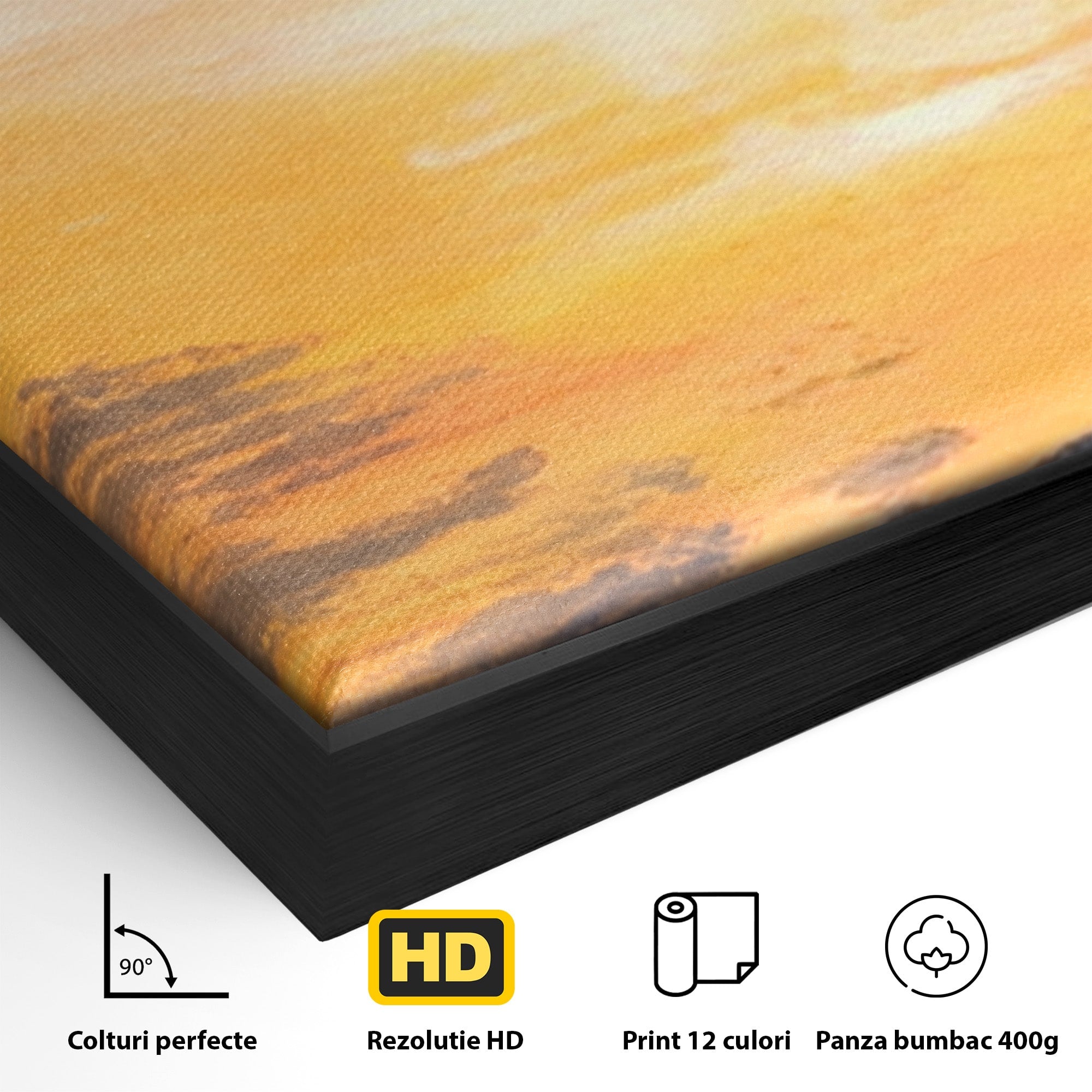 Set 2 Tablouri Canvas Premium LuxCanva® A2-1603, Un Apus Abstract, Living, Pastel, Mare, Soare, Nisip, Dormitor, Culori Vibrante