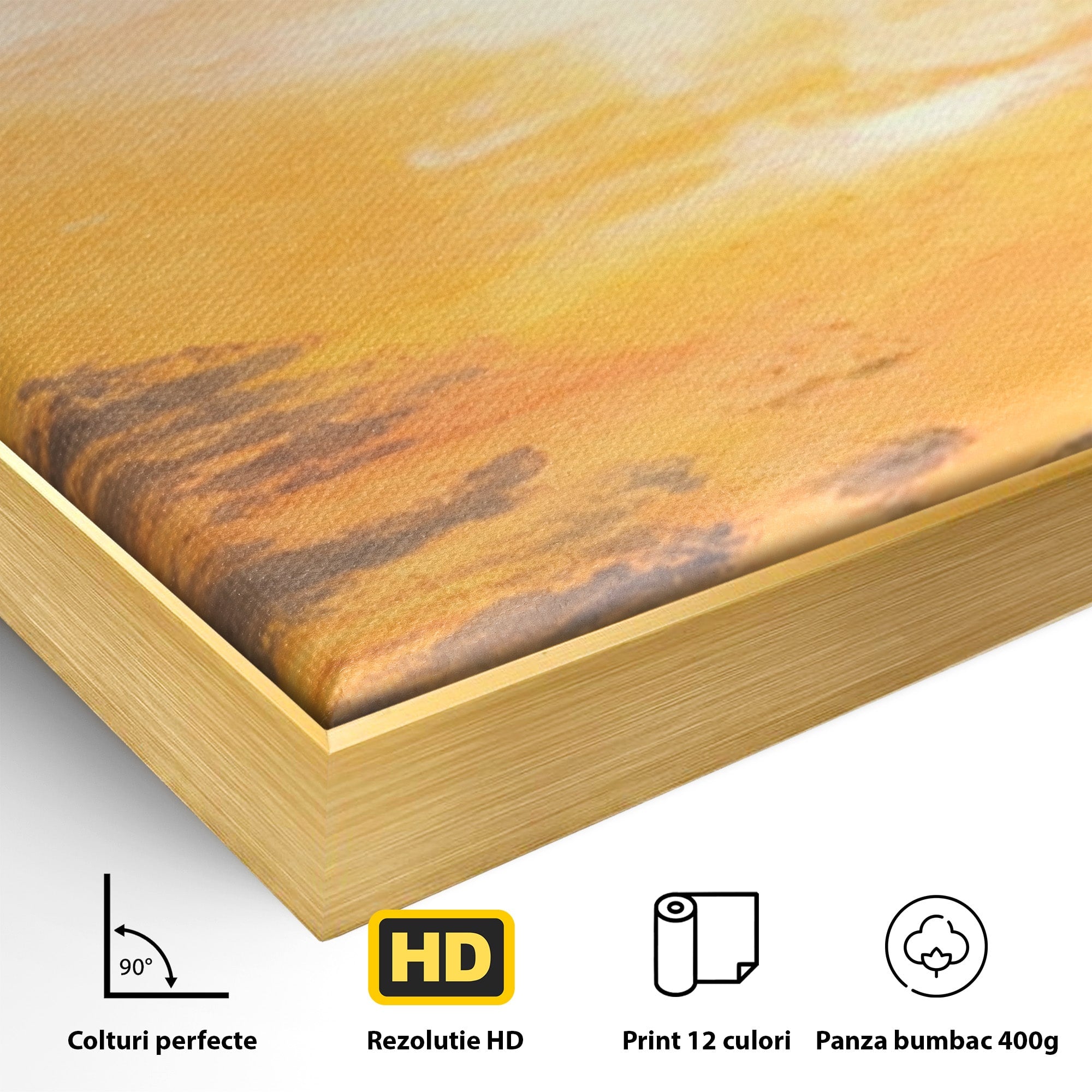 Set 2 Tablouri Canvas Premium LuxCanva® A2-1603, Un Apus Abstract, Living, Pastel, Mare, Soare, Nisip, Dormitor, Culori Vibrante