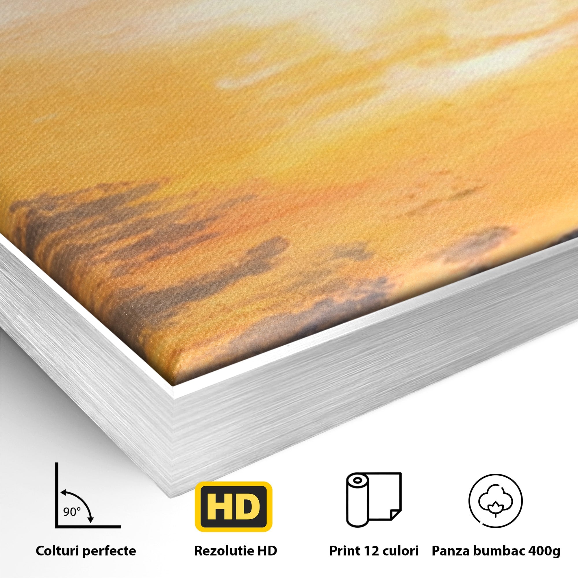 Set 2 Tablouri Canvas Premium LuxCanva® A2-1603, Un Apus Abstract, Living, Pastel, Mare, Soare, Nisip, Dormitor, Culori Vibrante