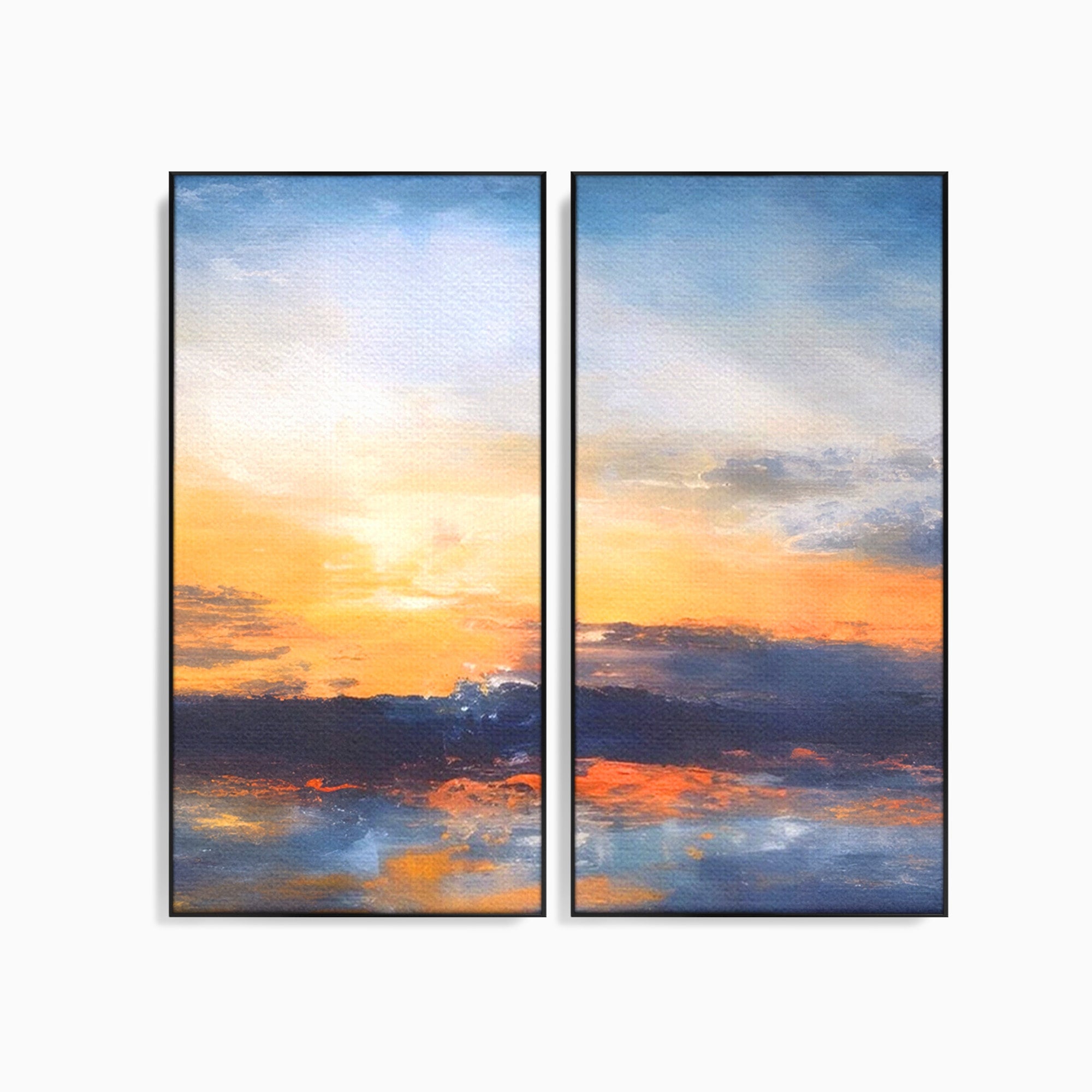 Set 2 Tablouri Canvas Premium LuxCanva® A2-1603, Un Apus Abstract, Living, Pastel, Mare, Soare, Nisip, Dormitor, Culori Vibrante