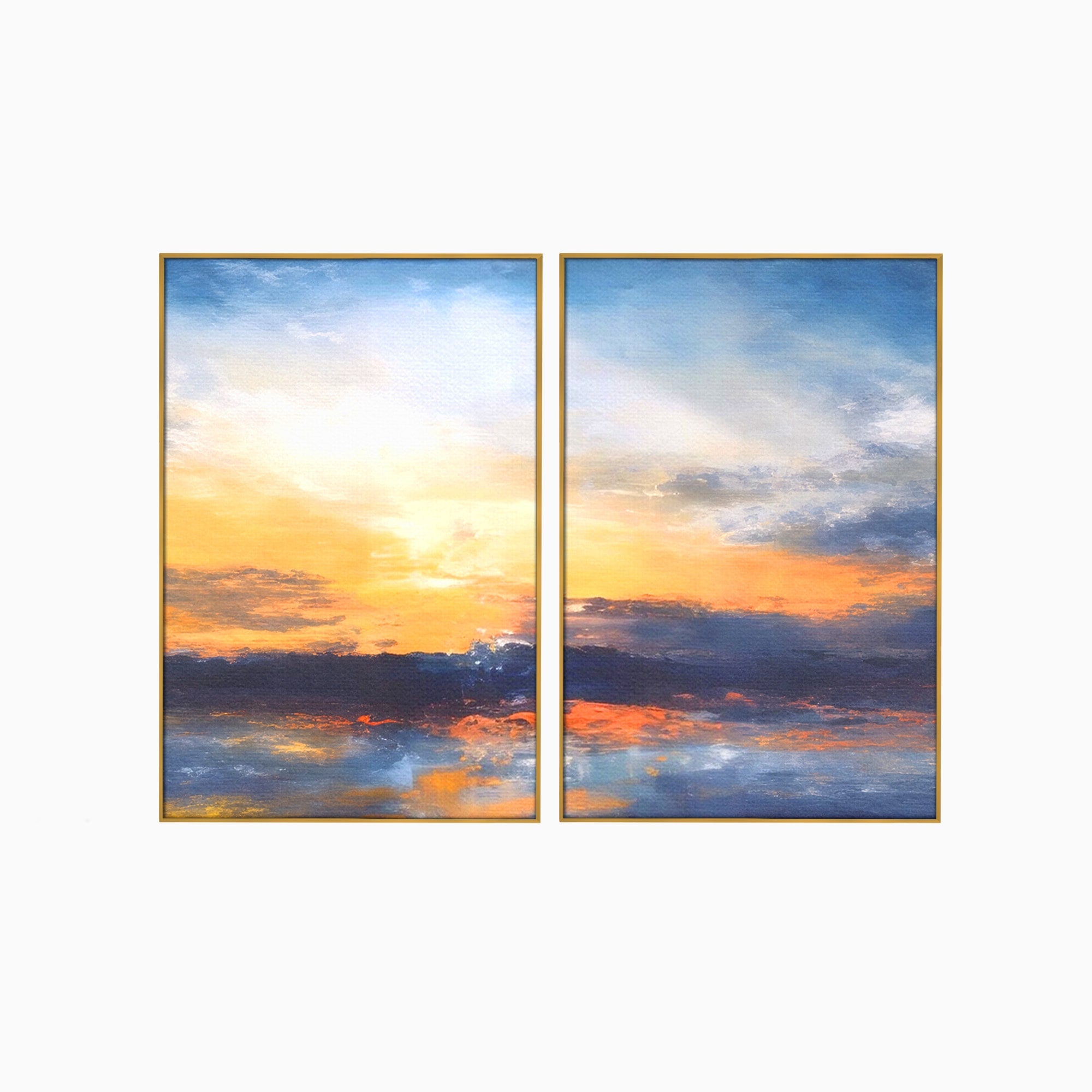Set 2 Tablouri Canvas Premium LuxCanva® A2-1603, Un Apus Abstract, Living, Pastel, Mare, Soare, Nisip, Dormitor, Culori Vibrante