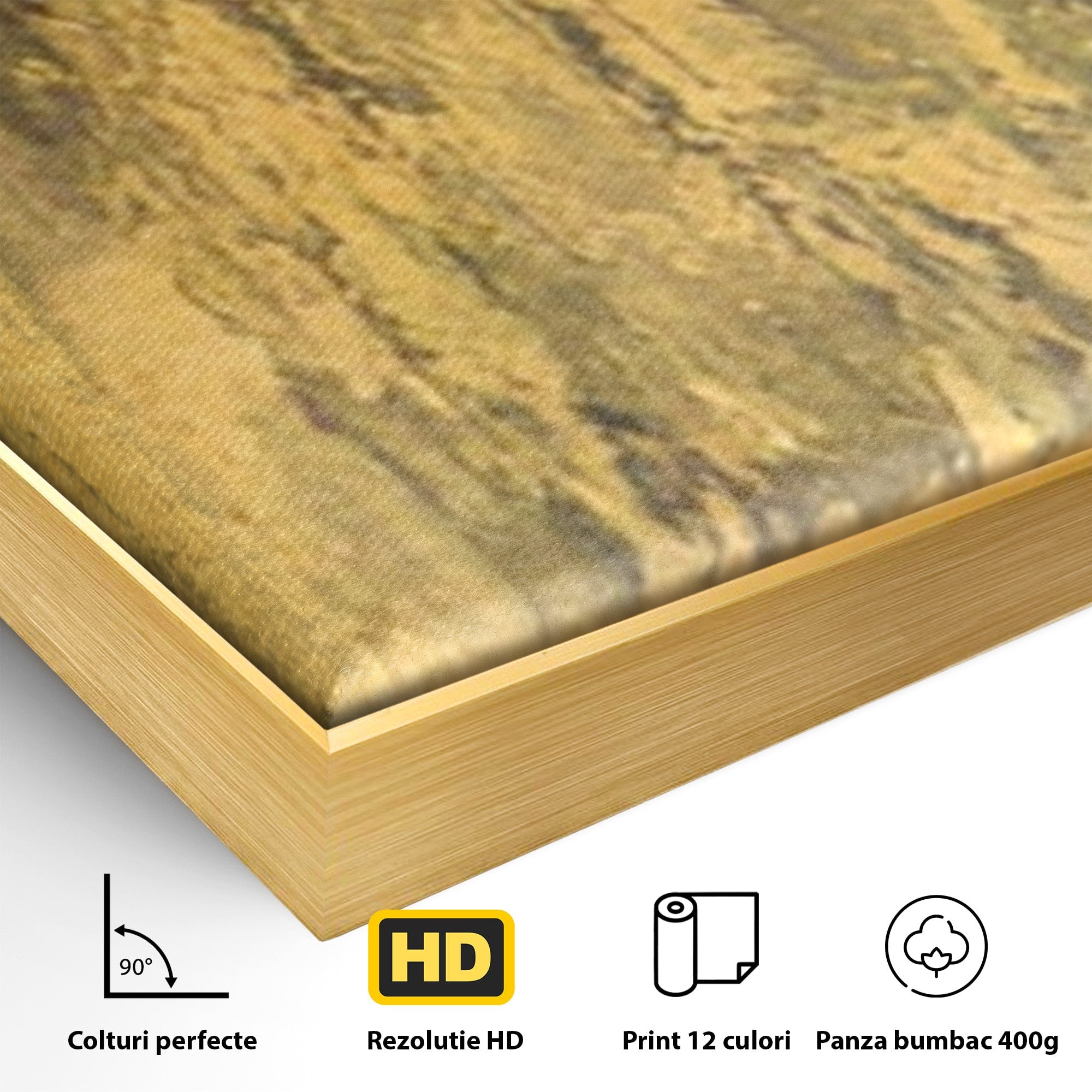 Set 2 Tablouri Canvas Premium LuxCanva® A2-1606, Vibratie Gold, Living, Abstract, Decorativ, Auriu, Dormitor, Culori Vibrante