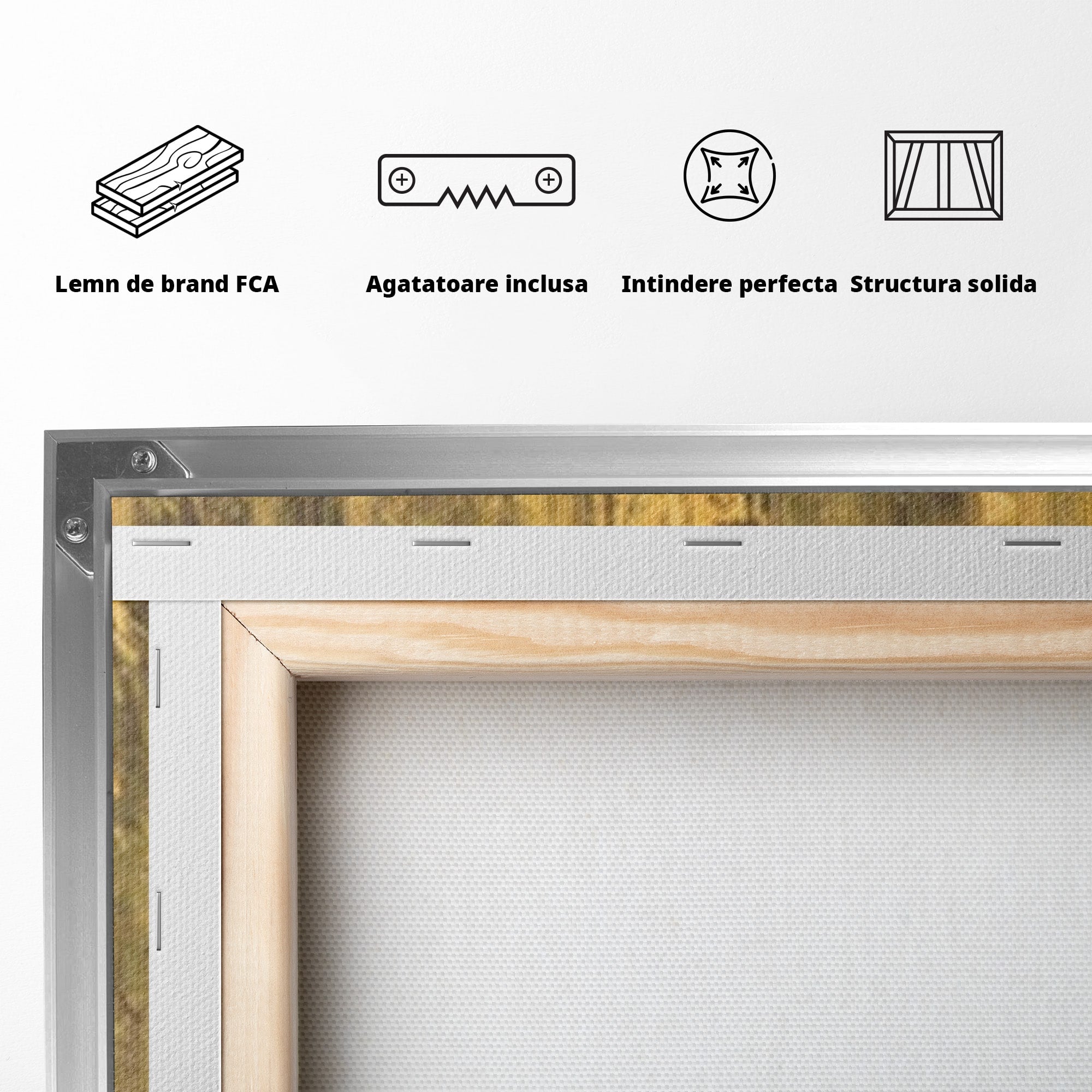 Set 2 Tablouri Canvas Premium LuxCanva® A2-1606, Vibratie Gold, Living, Abstract, Decorativ, Auriu, Dormitor, Culori Vibrante
