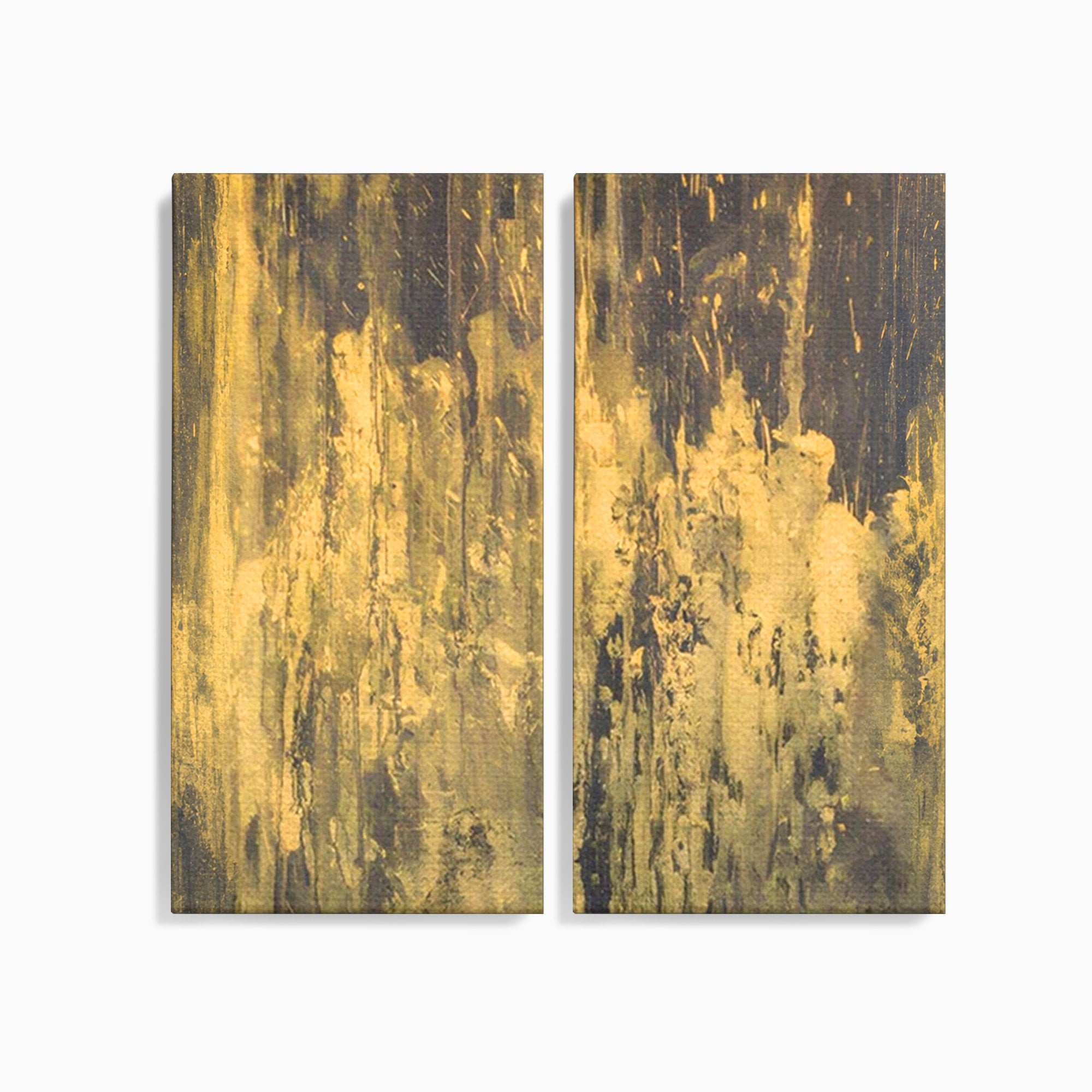 Set 2 Tablouri Canvas Premium LuxCanva® A2-1606, Vibratie Gold, Living, Abstract, Decorativ, Auriu, Dormitor, Culori Vibrante