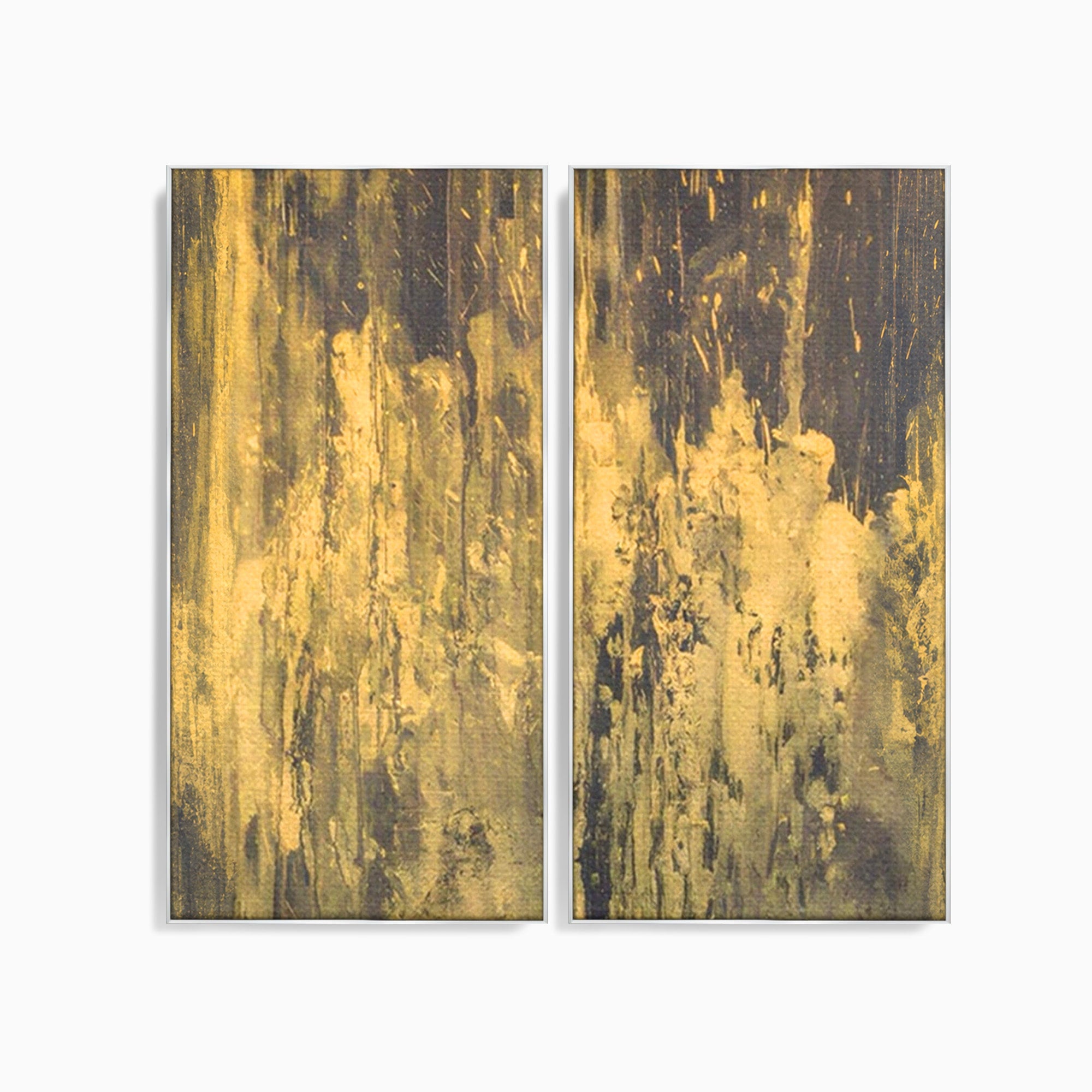 Set 2 Tablouri Canvas Premium LuxCanva® A2-1606, Vibratie Gold, Living, Abstract, Decorativ, Auriu, Dormitor, Culori Vibrante