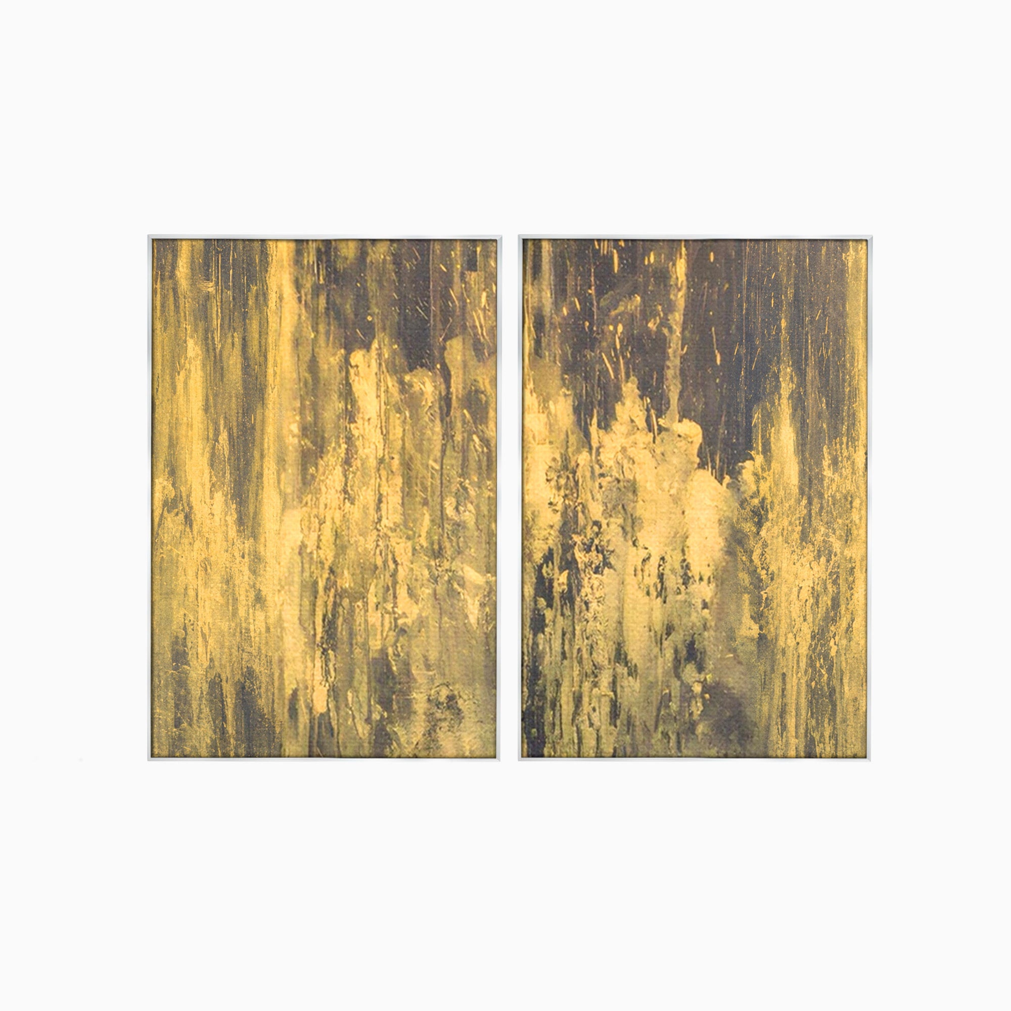 Set 2 Tablouri Canvas Premium LuxCanva® A2-1606, Vibratie Gold, Living, Abstract, Decorativ, Auriu, Dormitor, Culori Vibrante