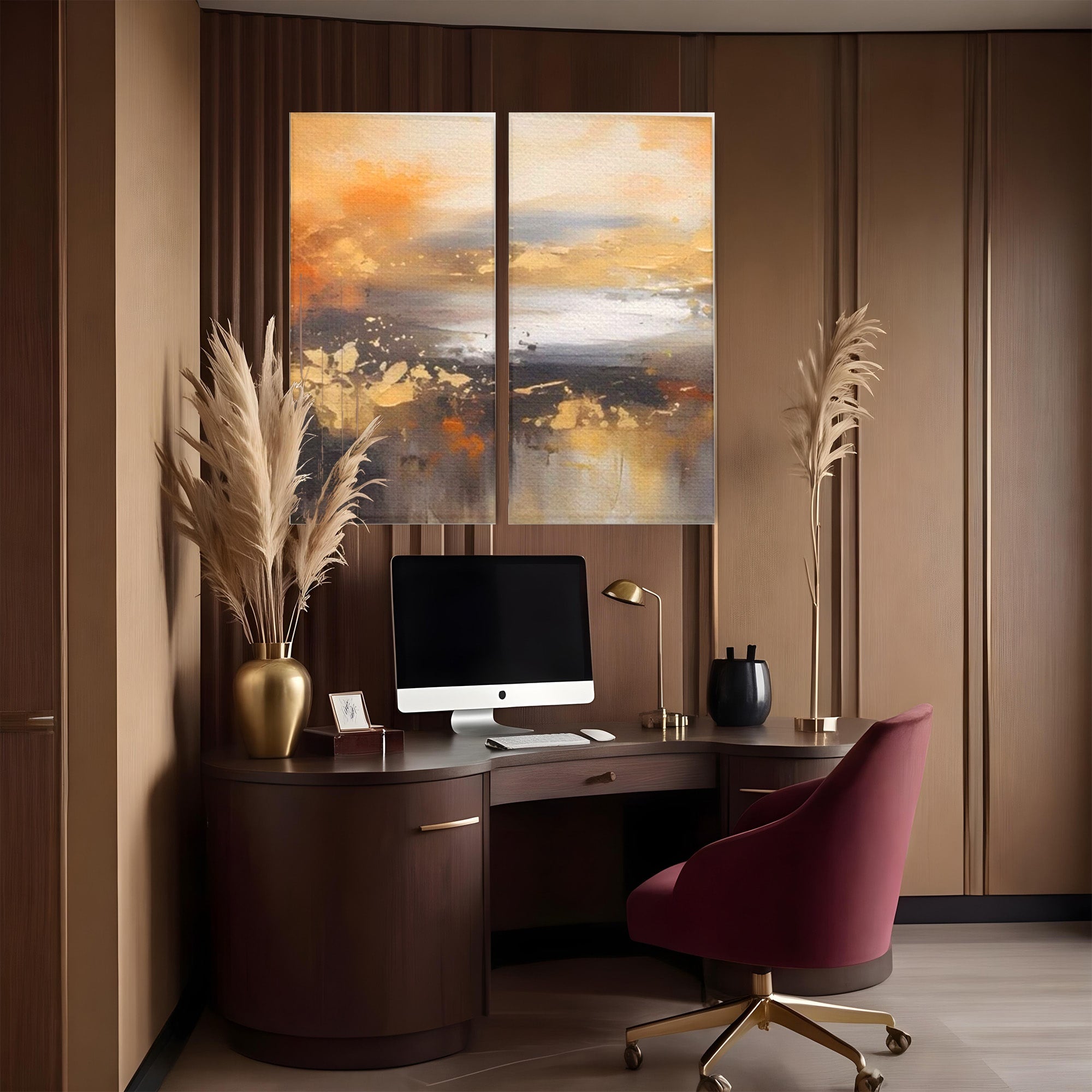 Set 2 Tablouri Canvas Premium LuxCanva® A2-1607, Infinit, Peisaj Abstract, Decorativ, Cosmos, Dormitor, Culori Vibrante