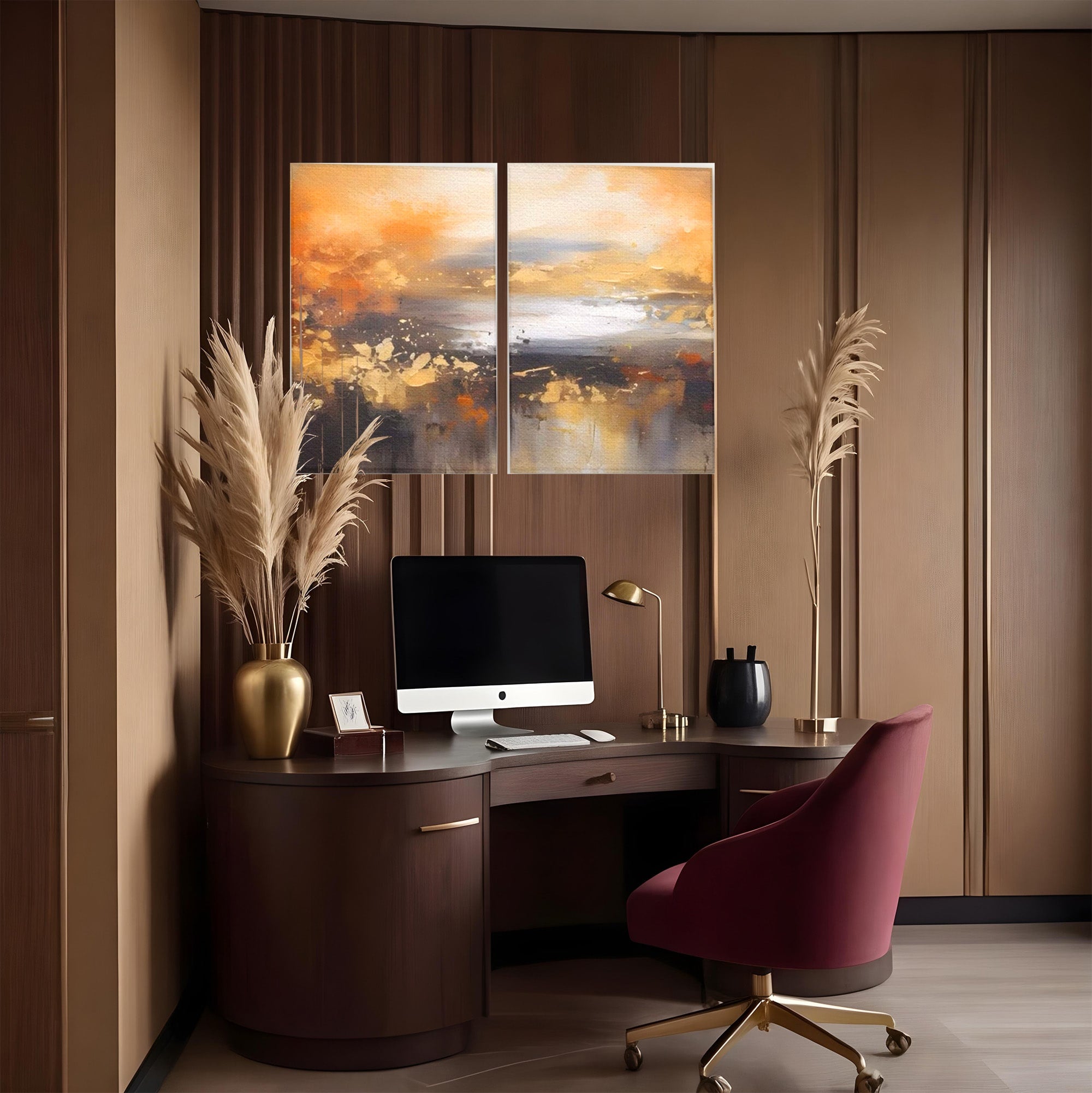 Set 2 Tablouri Canvas Premium LuxCanva® A2-1607, Infinit, Peisaj Abstract, Decorativ, Cosmos, Dormitor, Culori Vibrante