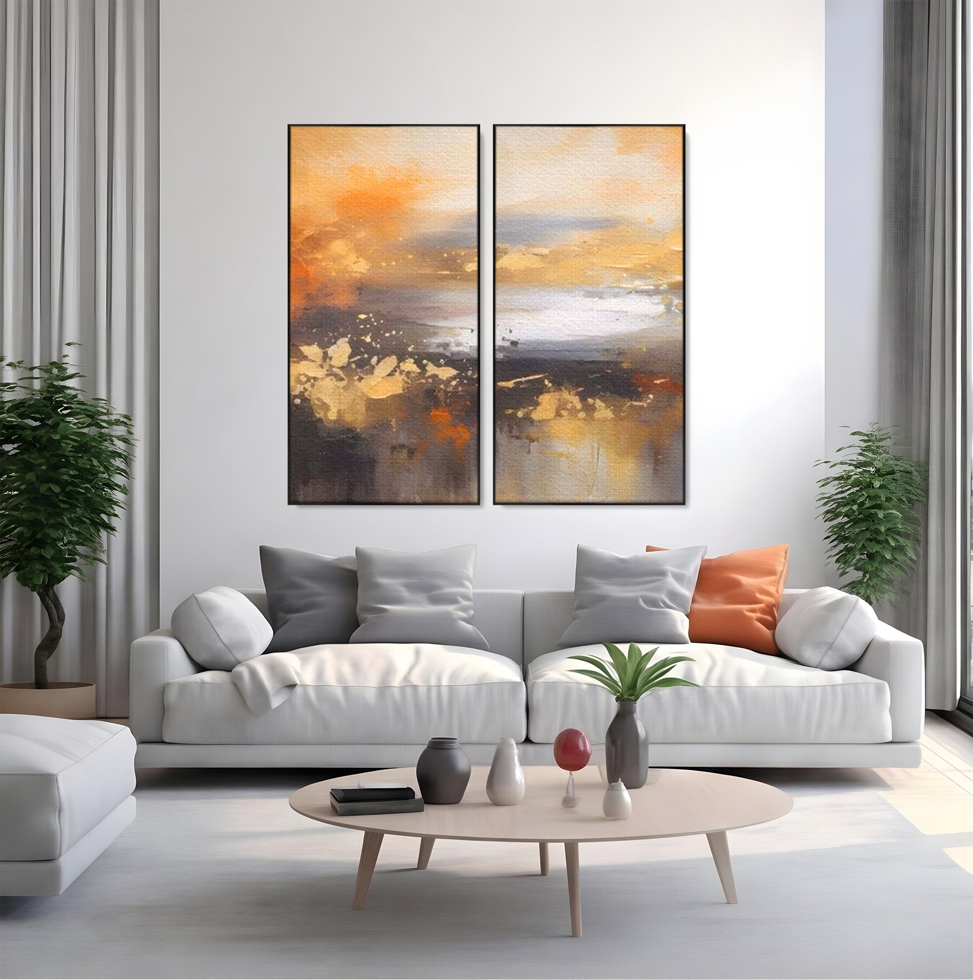Set 2 Tablouri Canvas Premium LuxCanva® A2-1607, Infinit, Peisaj Abstract, Decorativ, Cosmos, Dormitor, Culori Vibrante