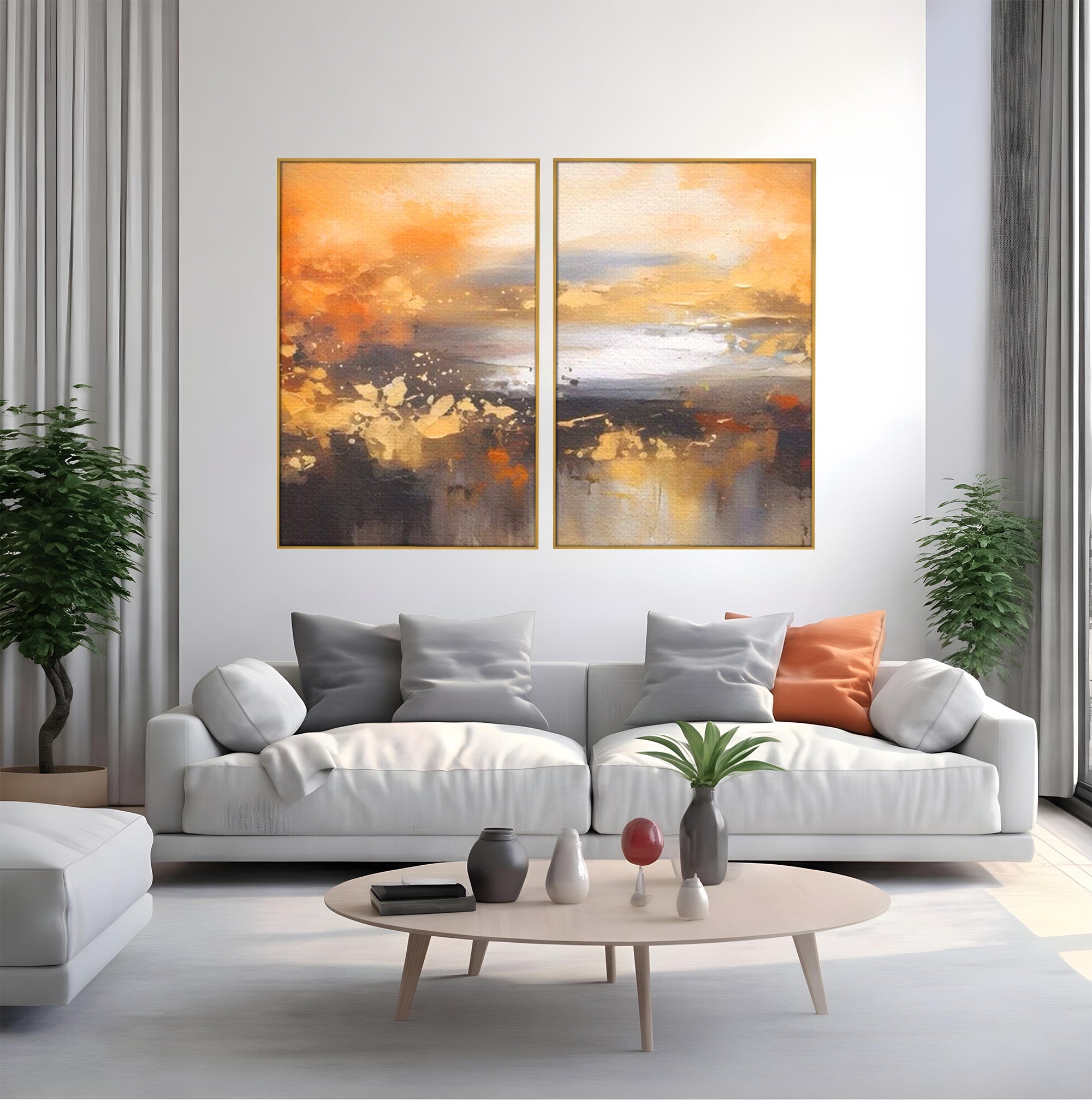 Set 2 Tablouri Canvas Premium LuxCanva® A2-1607, Infinit, Peisaj Abstract, Decorativ, Cosmos, Dormitor, Culori Vibrante