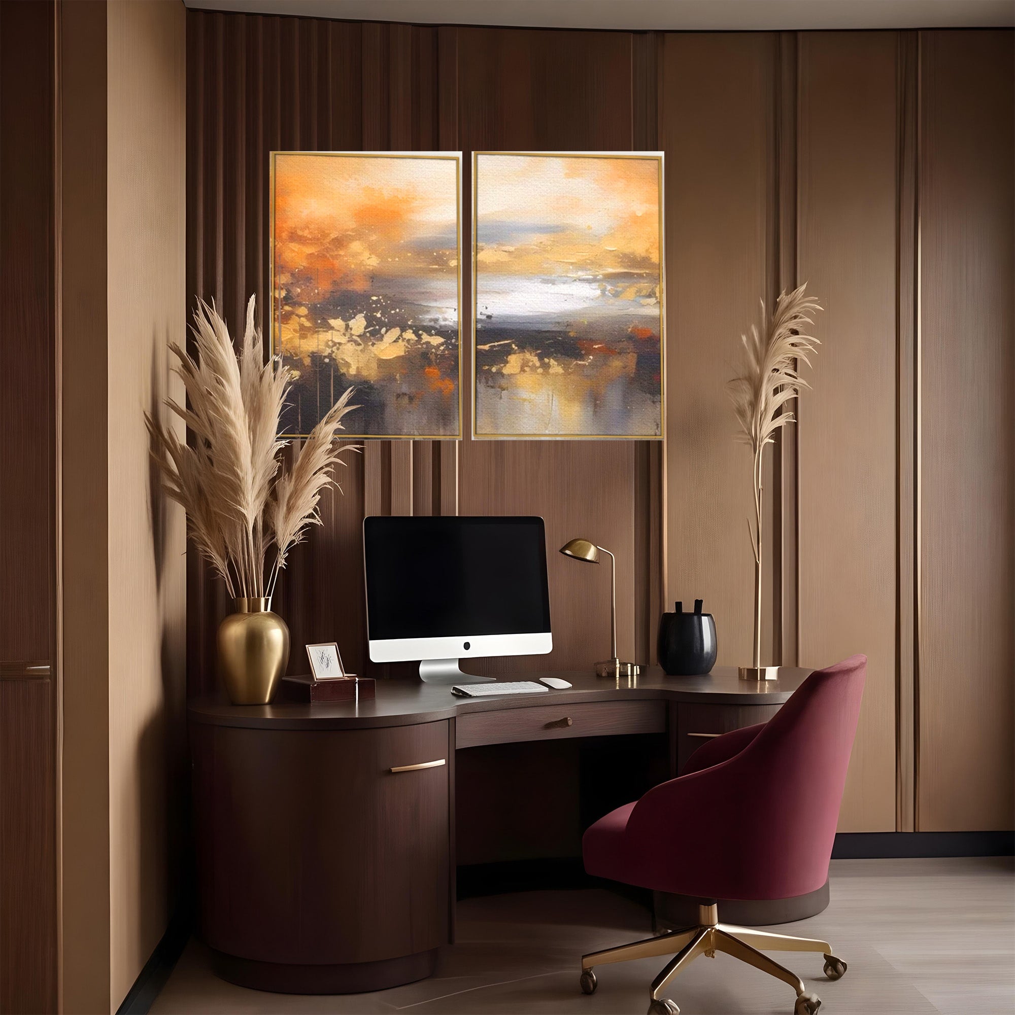 Set 2 Tablouri Canvas Premium LuxCanva® A2-1607, Infinit, Peisaj Abstract, Decorativ, Cosmos, Dormitor, Culori Vibrante
