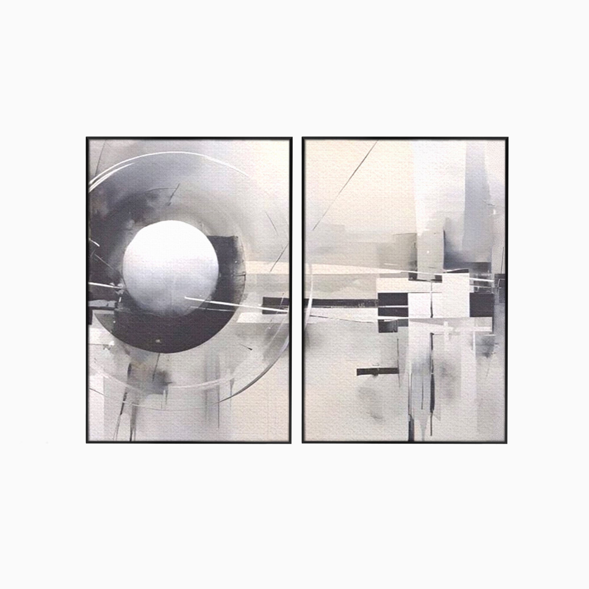 Set 2 Tablouri Canvas Premium LuxCanva® A2-1612, Non-Culori, Room, Abstract, Sfera, Univers, Decorativ, Dormitor, Culori Vibrante