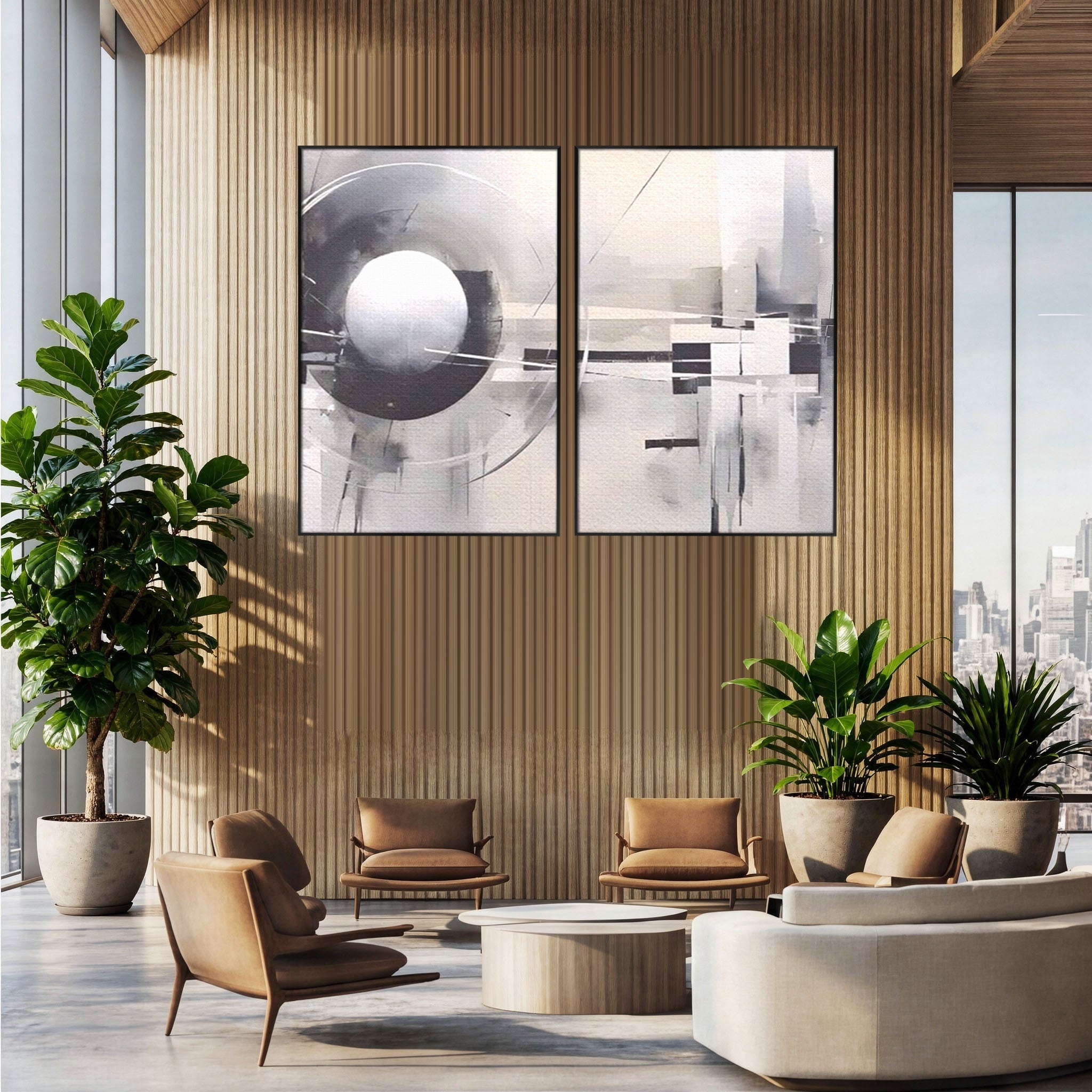 Set 2 Tablouri Canvas Premium LuxCanva® A2-1612, Non-Culori, Room, Abstract, Sfera, Univers, Decorativ, Dormitor, Culori Vibrante