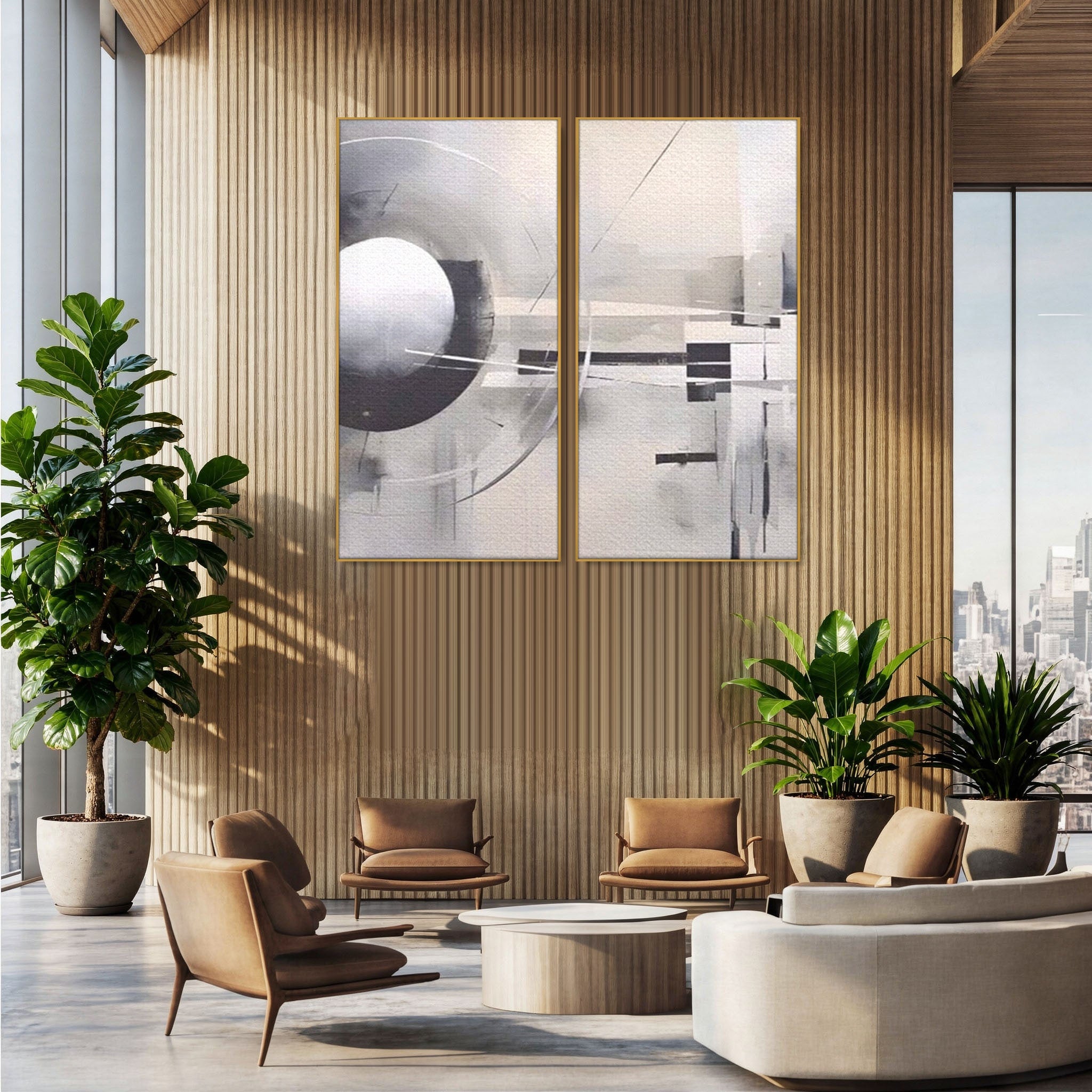Set 2 Tablouri Canvas Premium LuxCanva® A2-1612, Non-Culori, Room, Abstract, Sfera, Univers, Decorativ, Dormitor, Culori Vibrante
