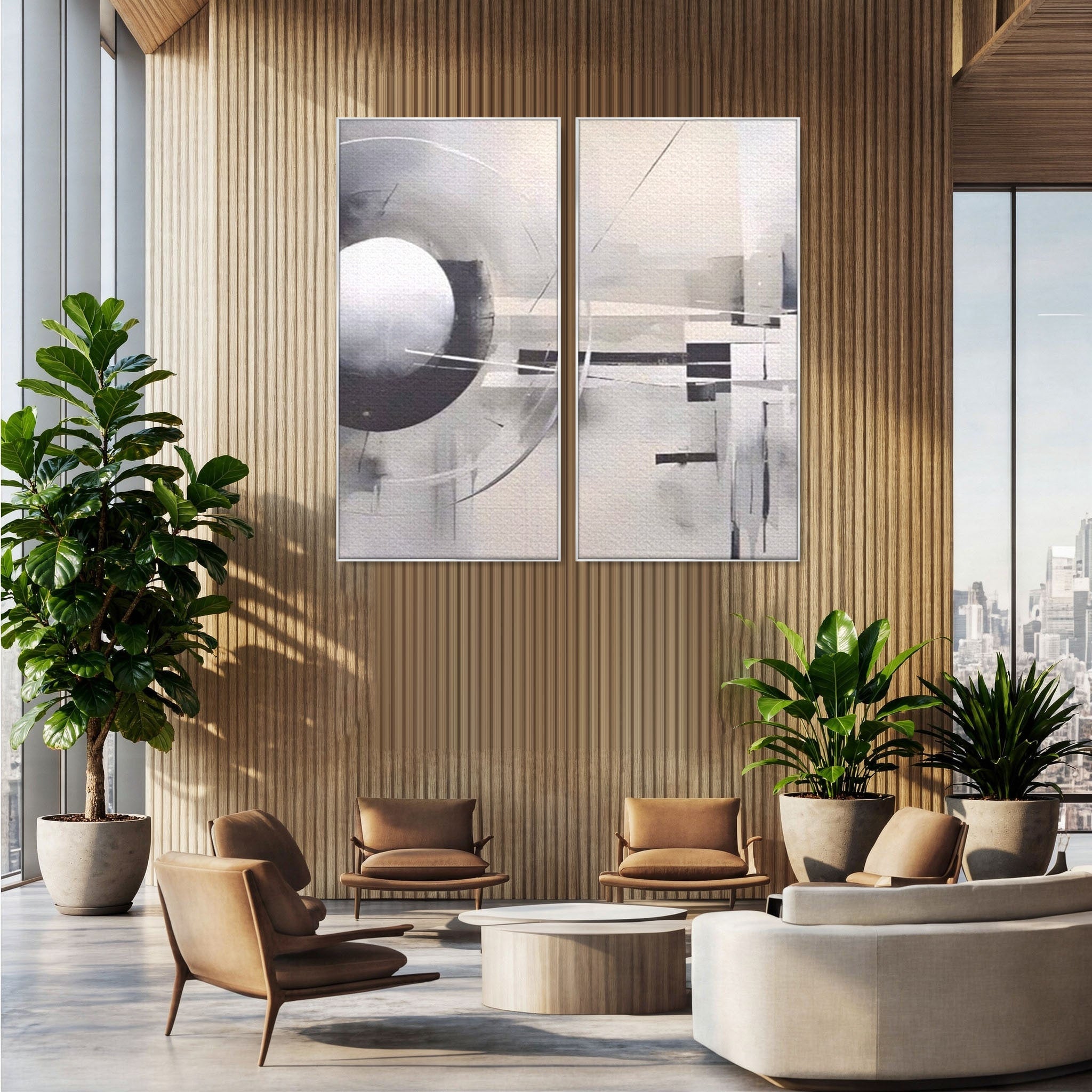 Set 2 Tablouri Canvas Premium LuxCanva® A2-1612, Non-Culori, Room, Abstract, Sfera, Univers, Decorativ, Dormitor, Culori Vibrante