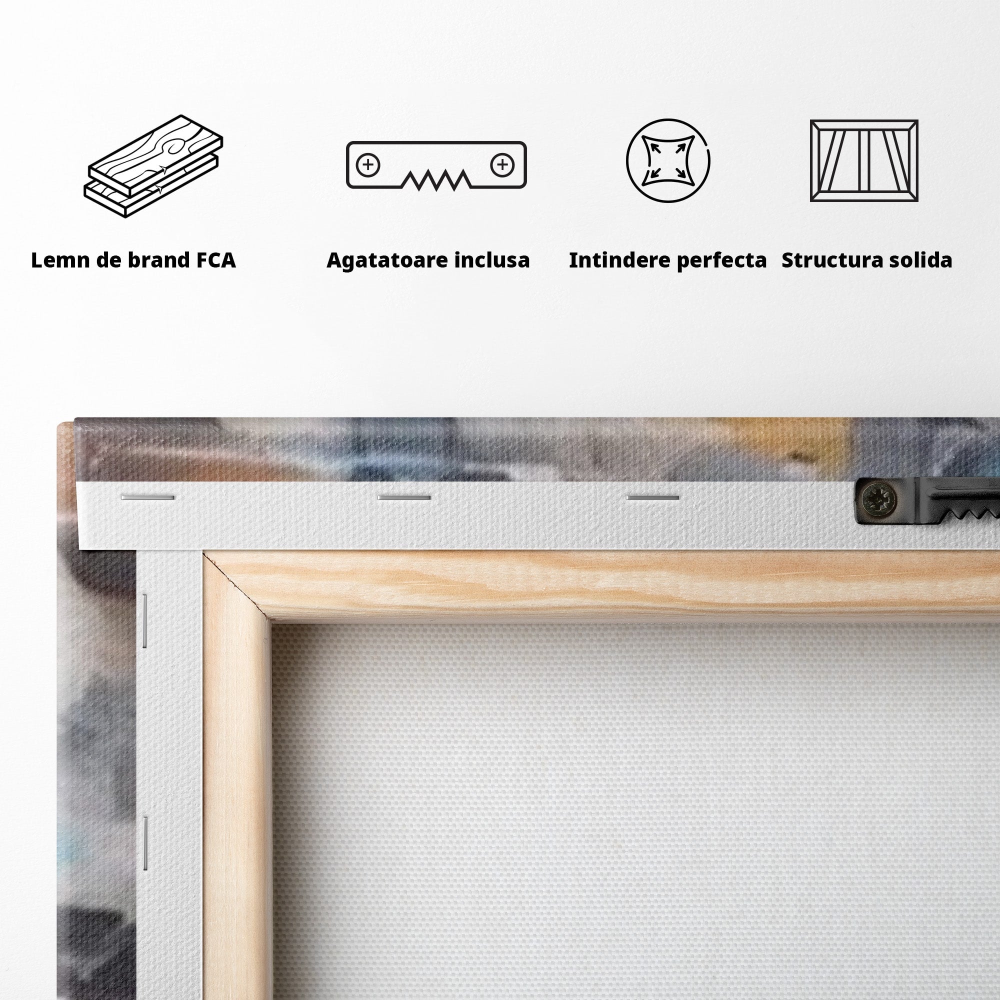 Set 2 Tablouri Canvas Premium LuxCanva® A2-1615, Un Dans Al Culorilor, Living, Blue, Linii, Pensulat, Decorativ, Dormitor, Culori Vibrante