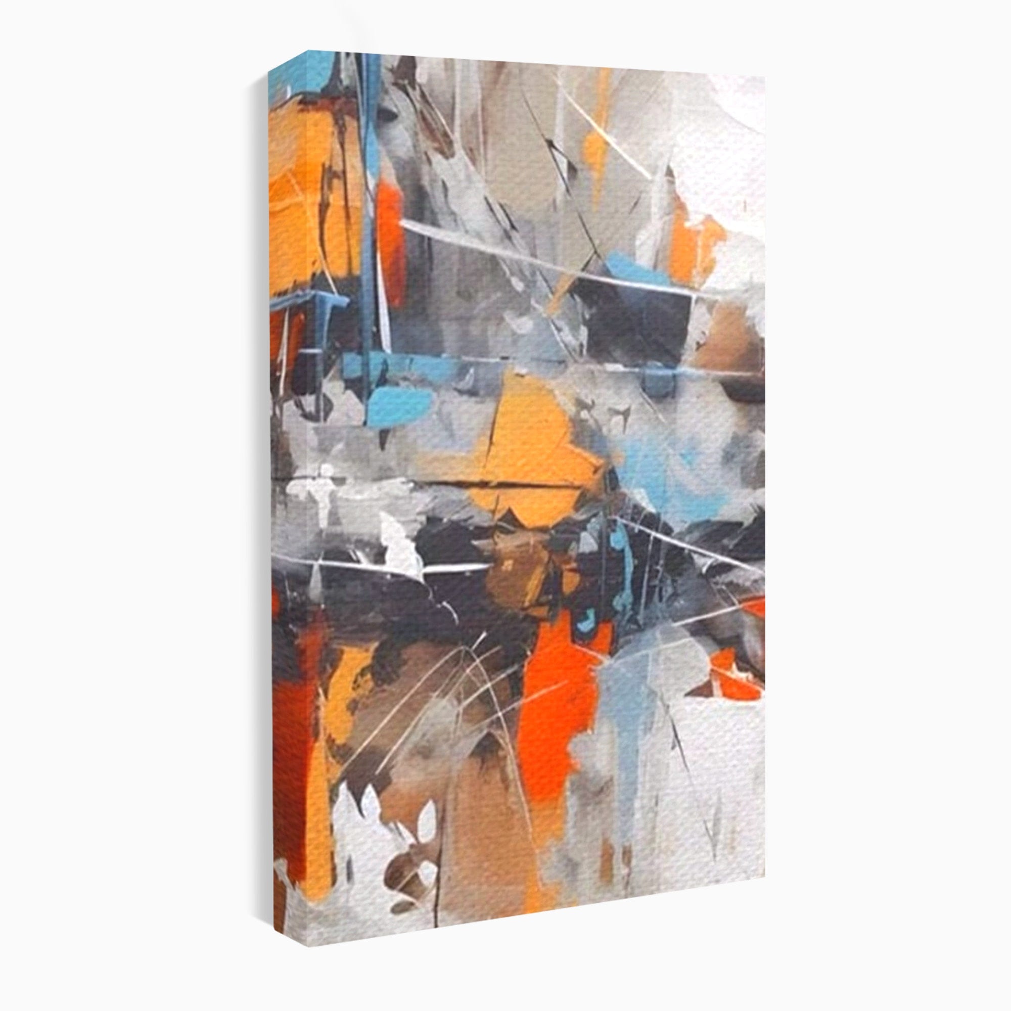 Set 2 Tablouri Canvas Premium LuxCanva® A2-1615, Un Dans Al Culorilor, Living, Blue, Linii, Pensulat, Decorativ, Dormitor, Culori Vibrante