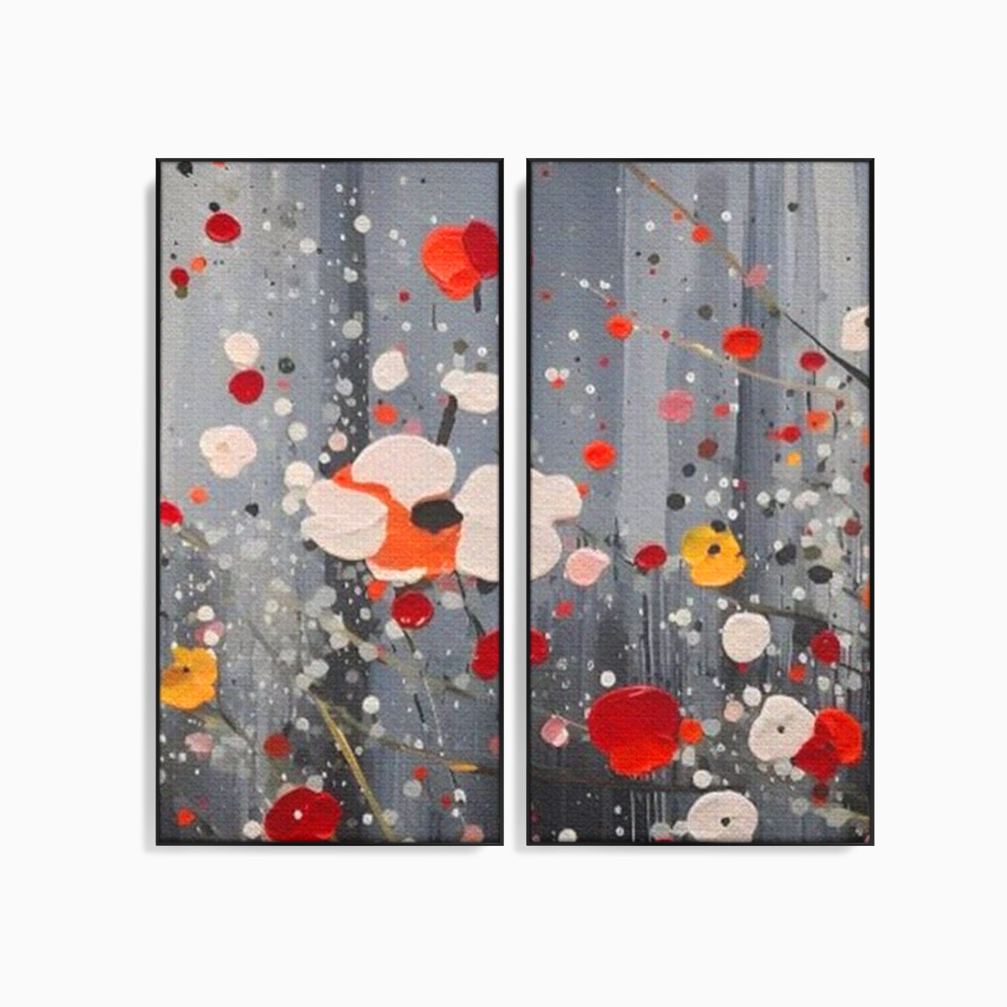 Set 2 Tablouri Canvas Premium LuxCanva® A2-1629, Minimal Flowers, Living, Flori, Natura, Decorativ, Dormitor, Culori Vibrante