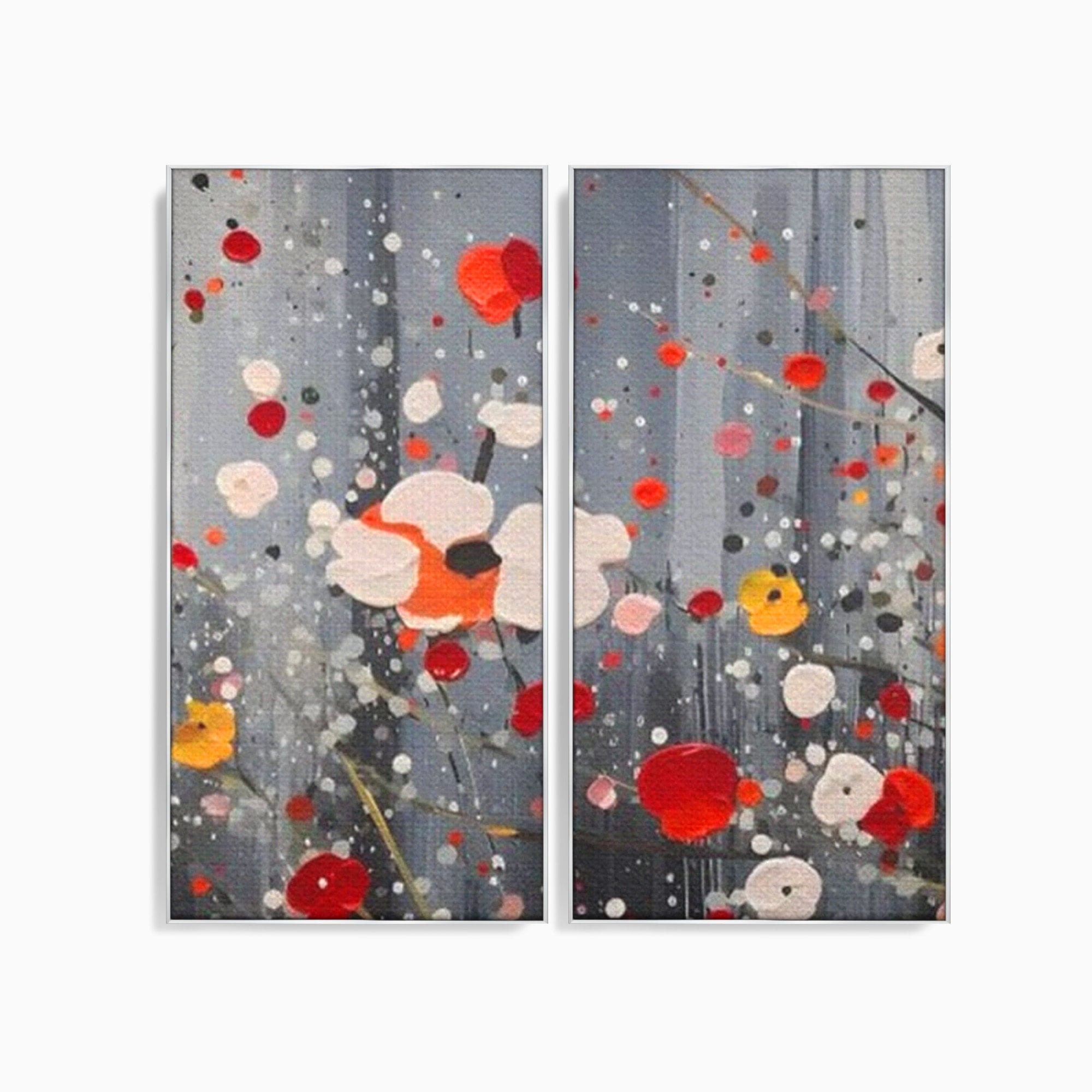 Set 2 Tablouri Canvas Premium LuxCanva® A2-1629, Minimal Flowers, Living, Flori, Natura, Decorativ, Dormitor, Culori Vibrante