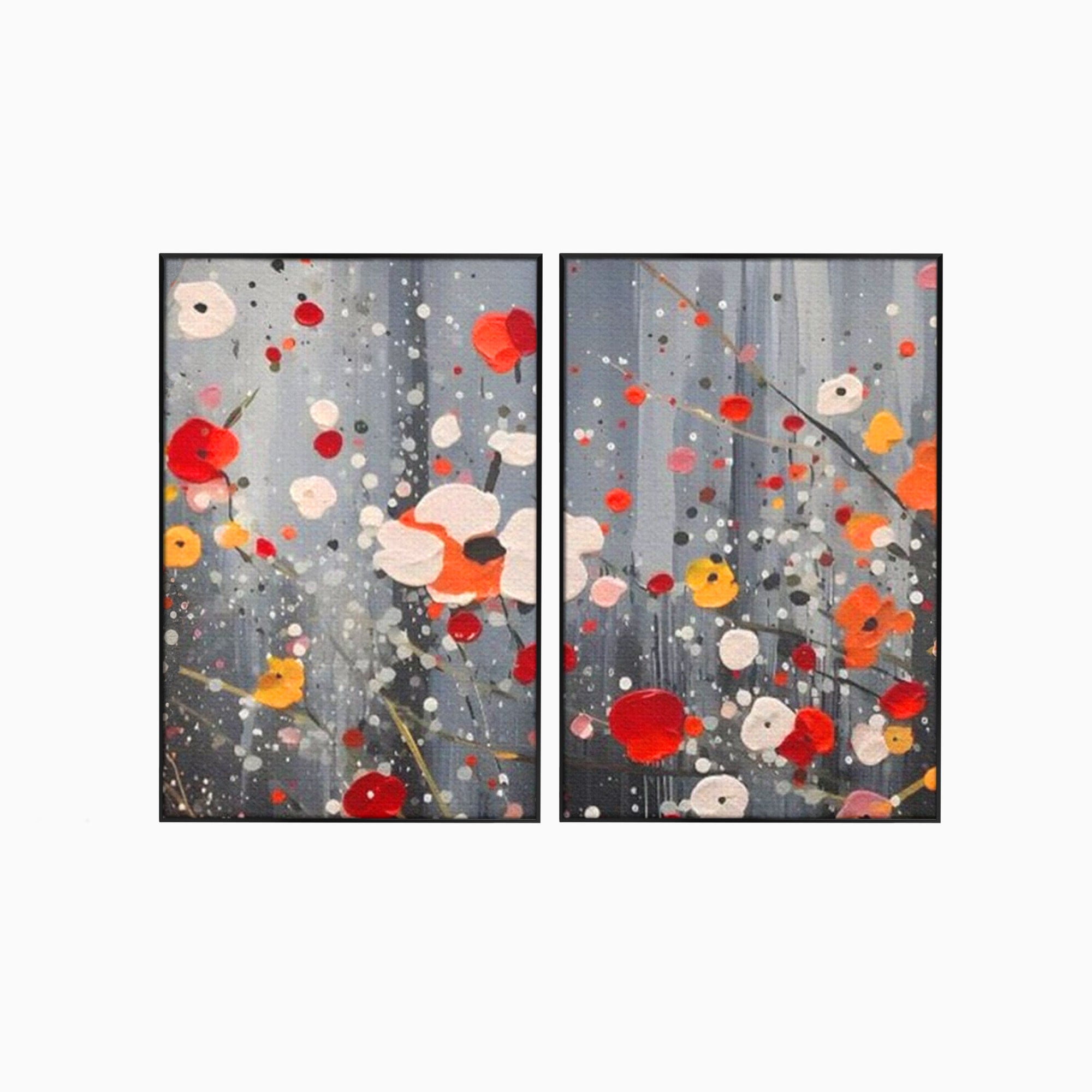 Set 2 Tablouri Canvas Premium LuxCanva® A2-1629, Minimal Flowers, Living, Flori, Natura, Decorativ, Dormitor, Culori Vibrante