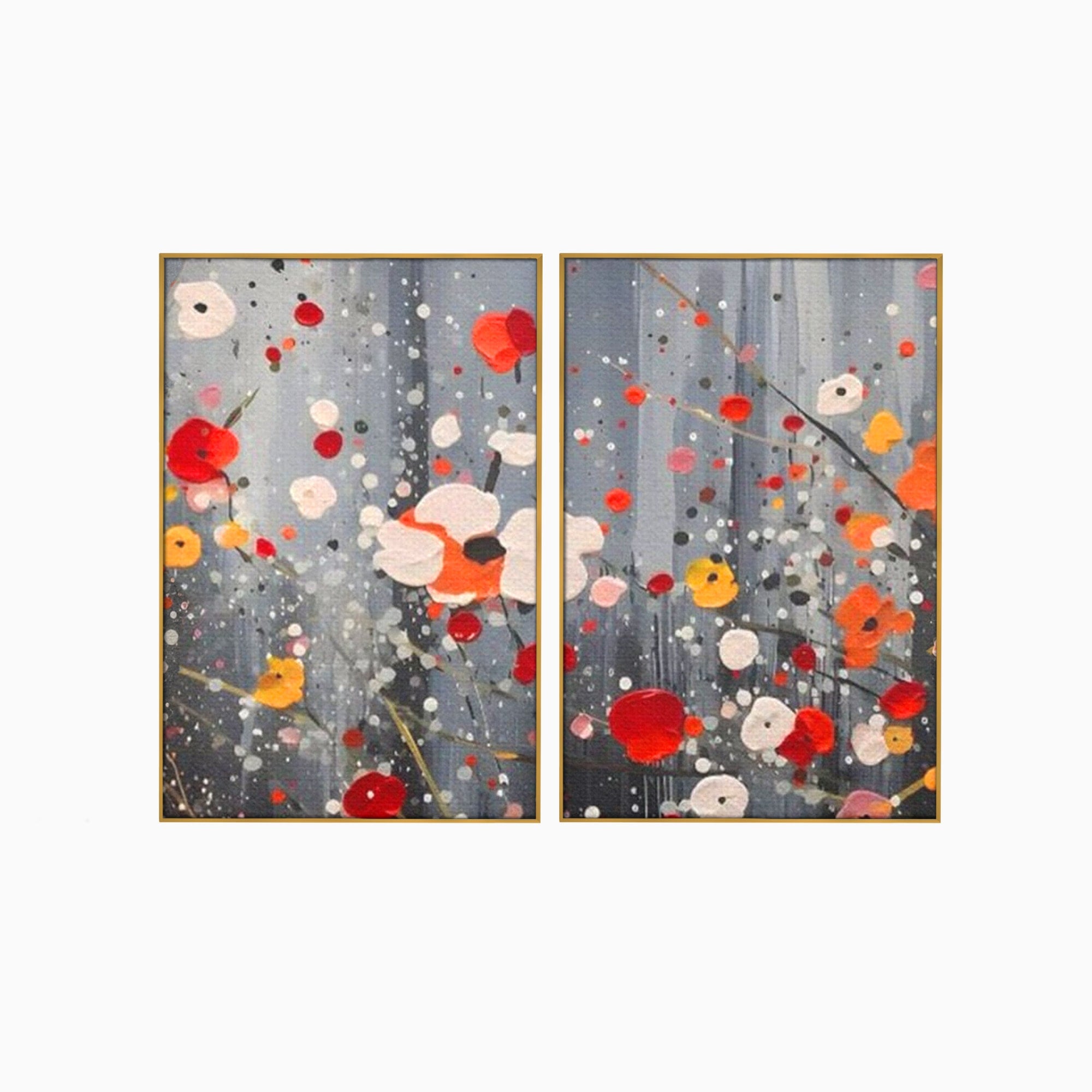 Set 2 Tablouri Canvas Premium LuxCanva® A2-1629, Minimal Flowers, Living, Flori, Natura, Decorativ, Dormitor, Culori Vibrante