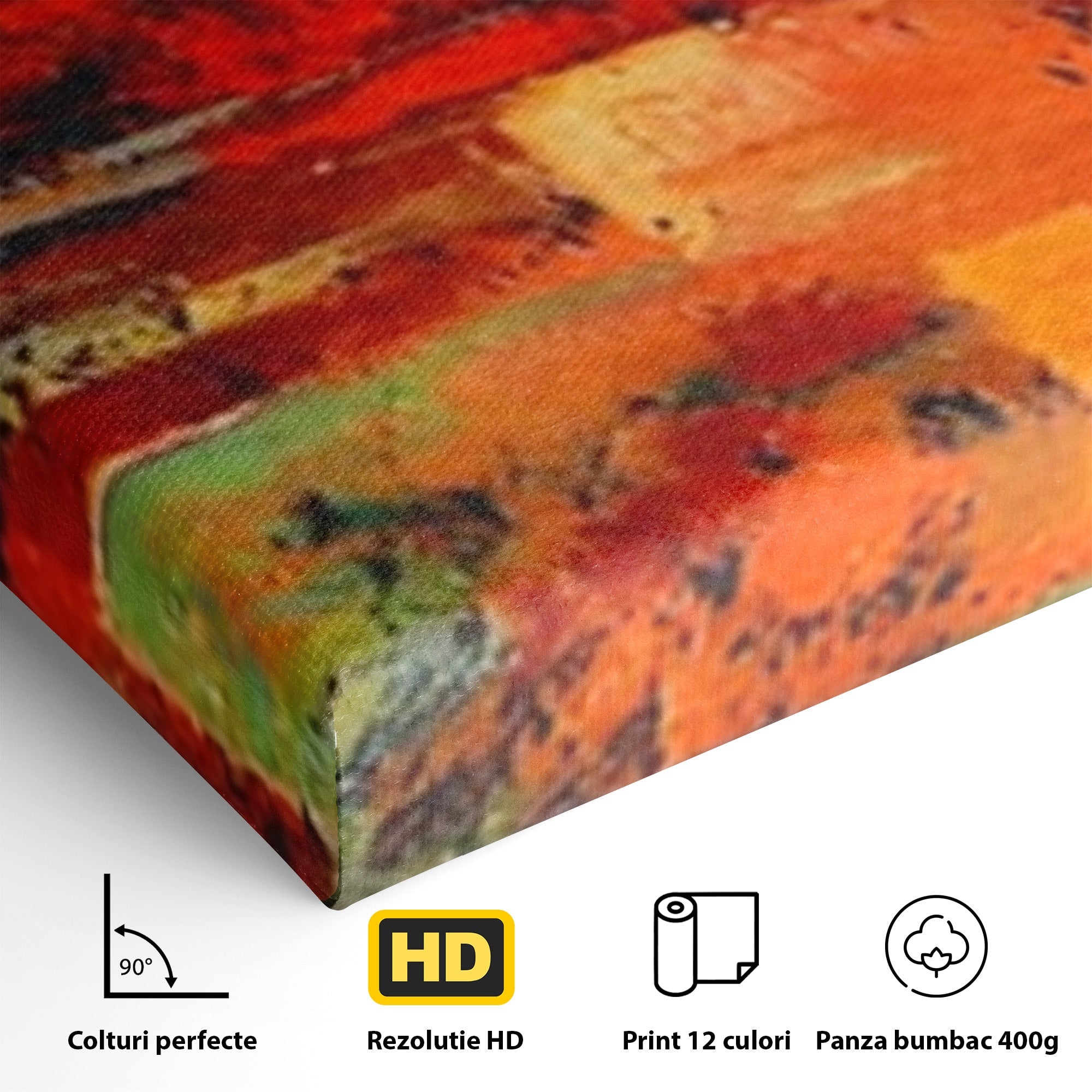 Set 2 Tablouri Canvas Premium LuxCanva® A2-1631, Abstract Red, Living, Cromatic, Decorativ, Dormitor, Culori Vibrante