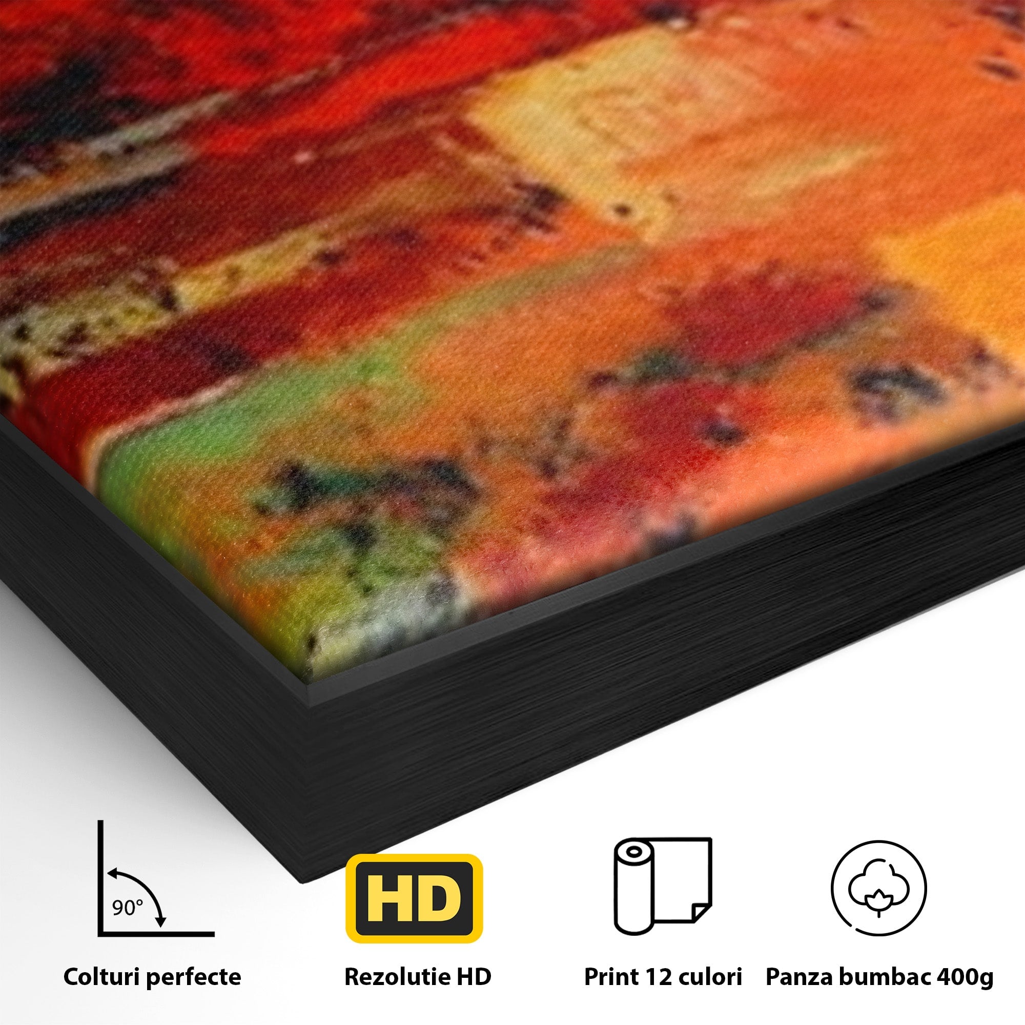 Set 2 Tablouri Canvas Premium LuxCanva® A2-1631, Abstract Red, Living, Cromatic, Decorativ, Dormitor, Culori Vibrante